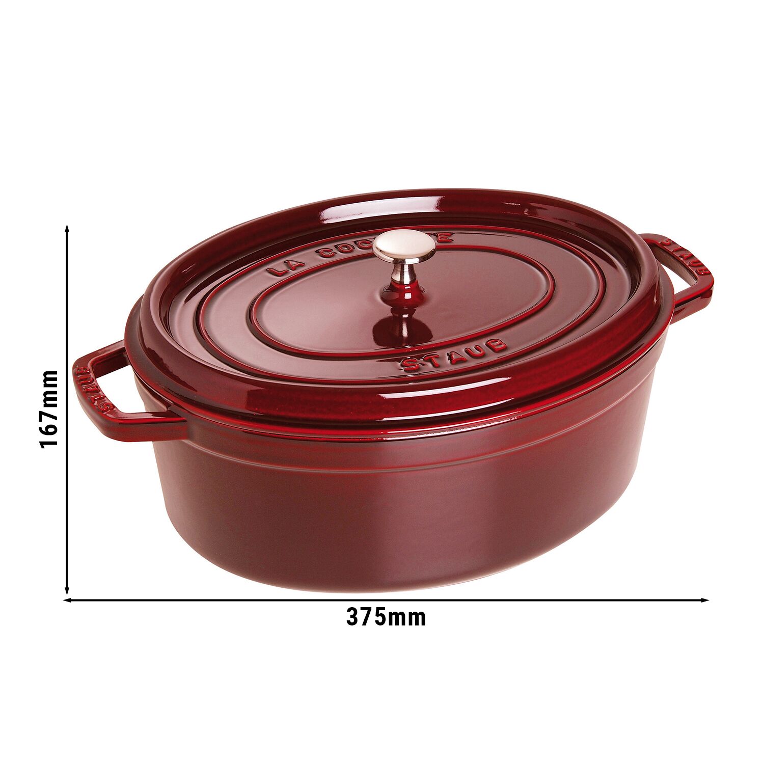 STAUB | Cocotte Oval Enamelled Cast Iron Casserole Dish – 310 mm Oval – Grenadine Red