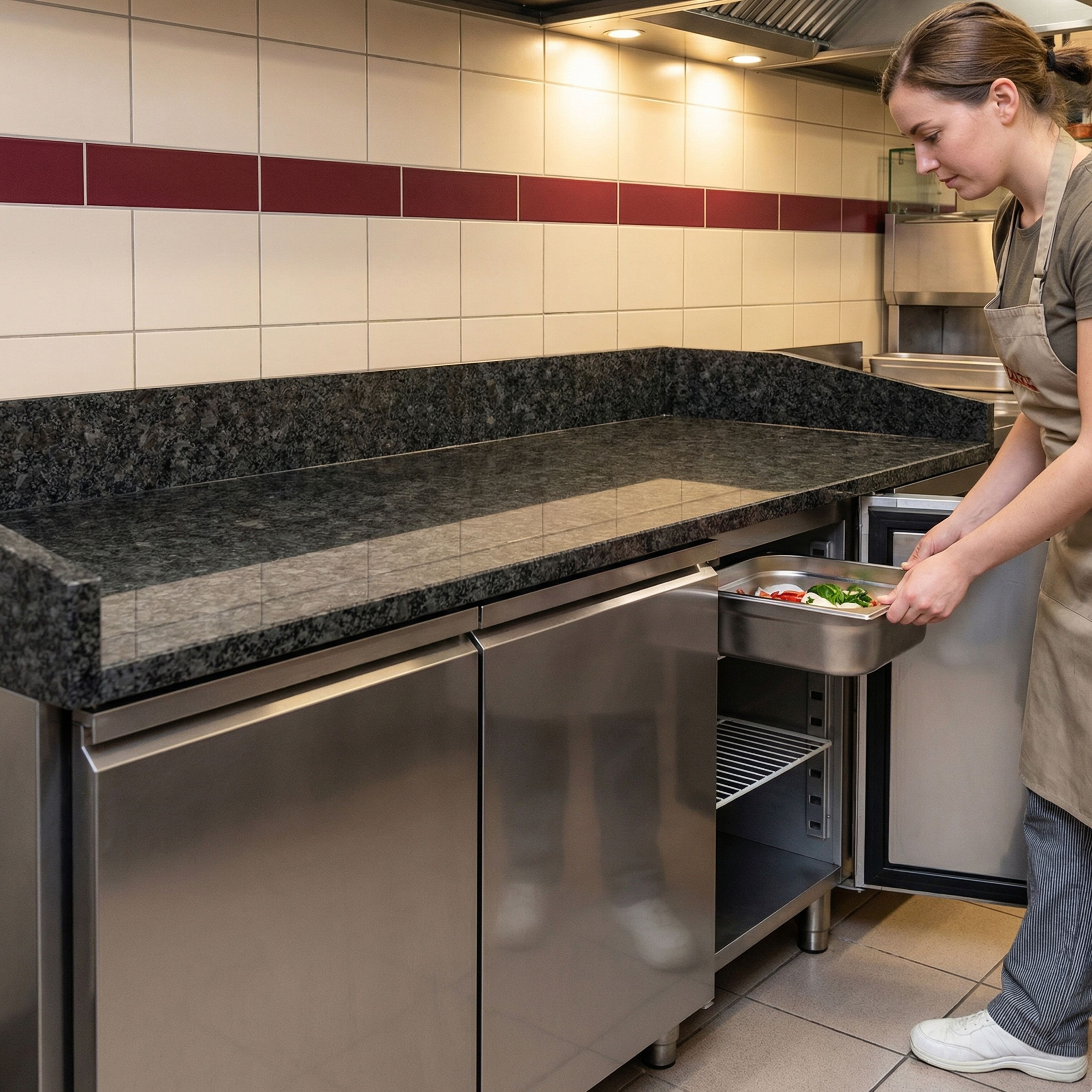 Pizzapult PREMIUM - 2000x800 mm - 3 ajtó - gránit munkalappal
