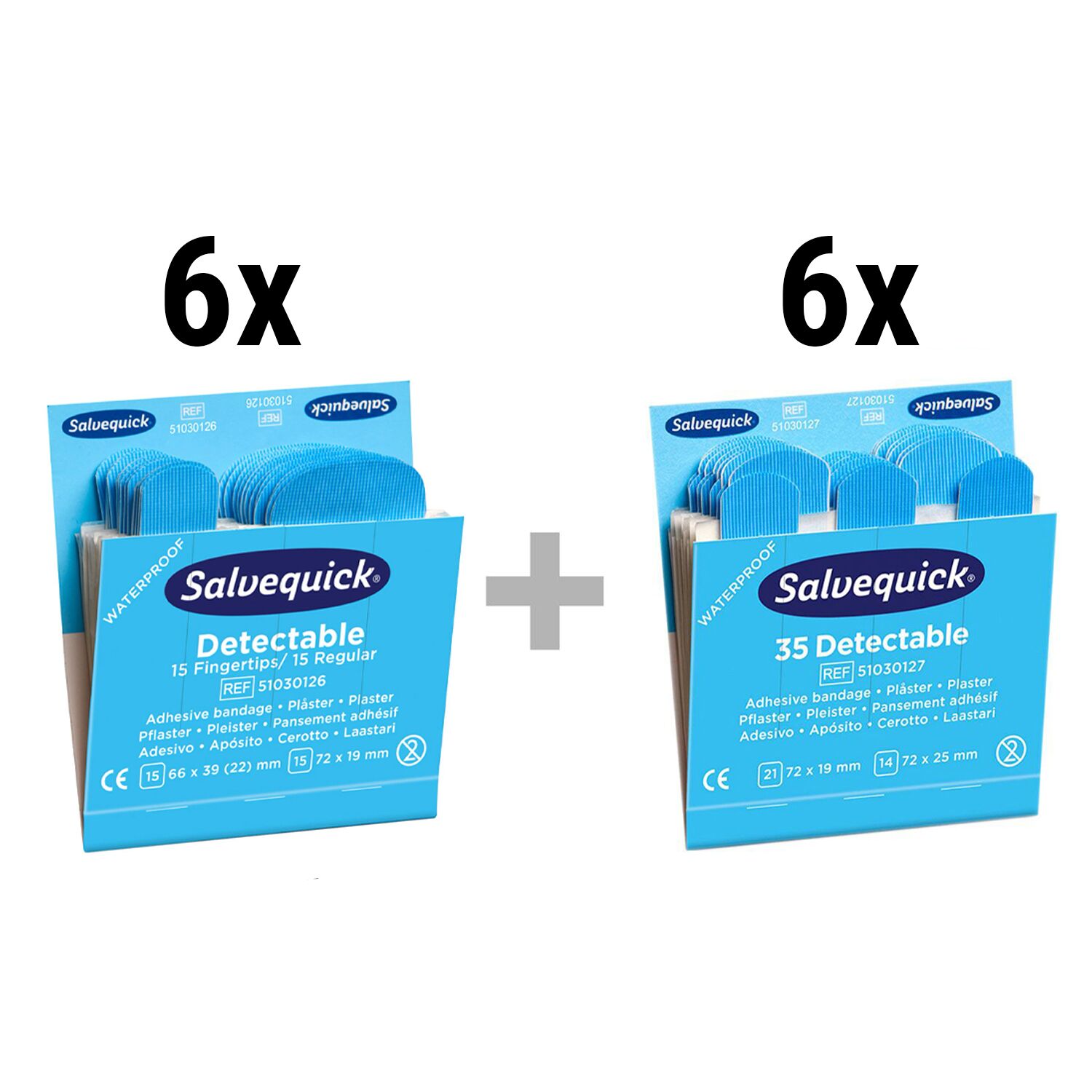 Salvequick® | Distributeur de pansements - bleus détectables, contenu complet - incl. recharges