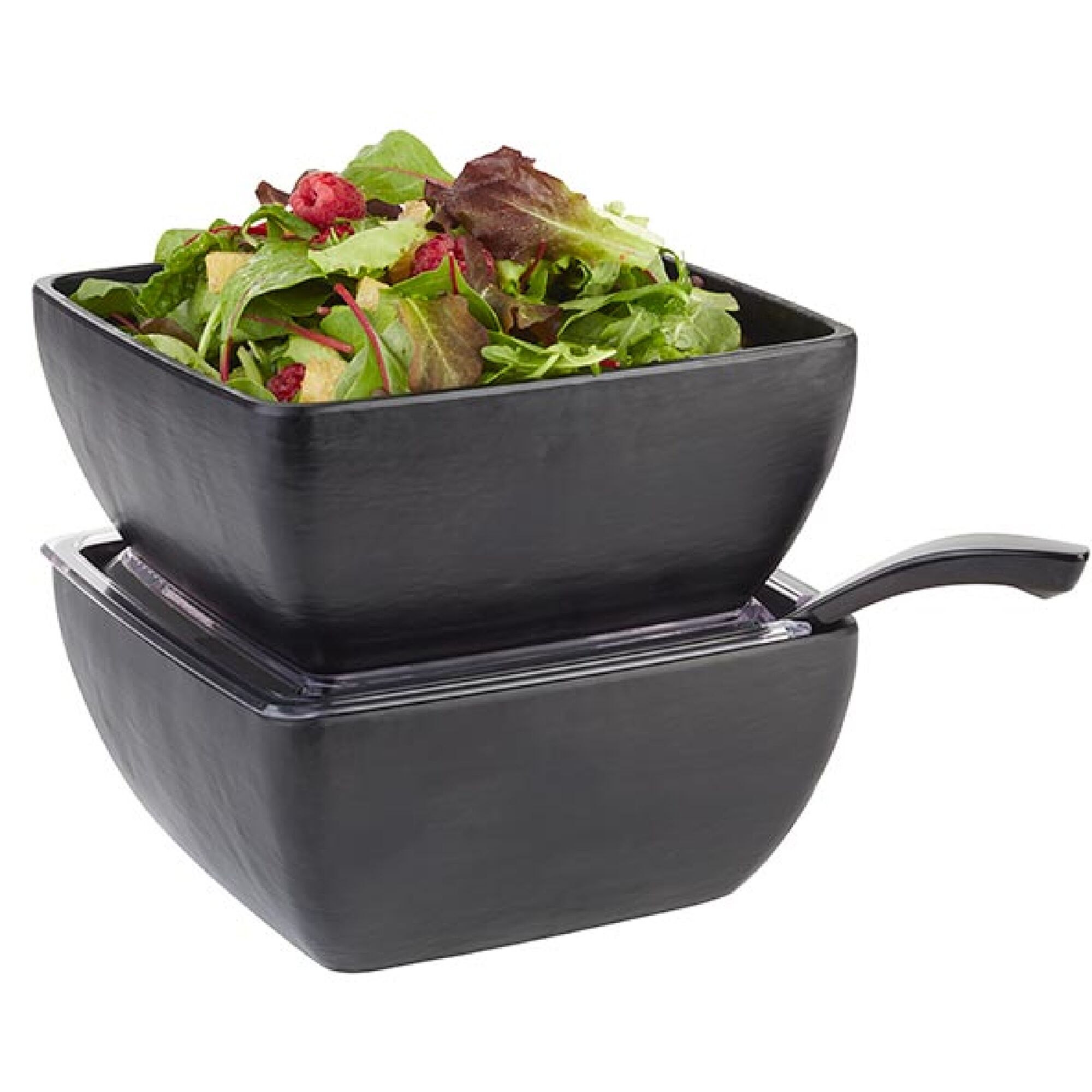 (6 pcs) Coupe - SLATE - Mélamine - 1,5L - carré - 190x190mm - Profondeur : 90mm - Noir - lot de 6