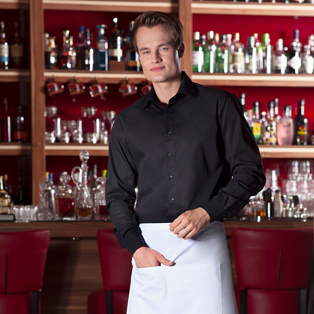 (6 Kusů) KARLOWSKY | Bistro zástěra Basic s kapsou - bílá