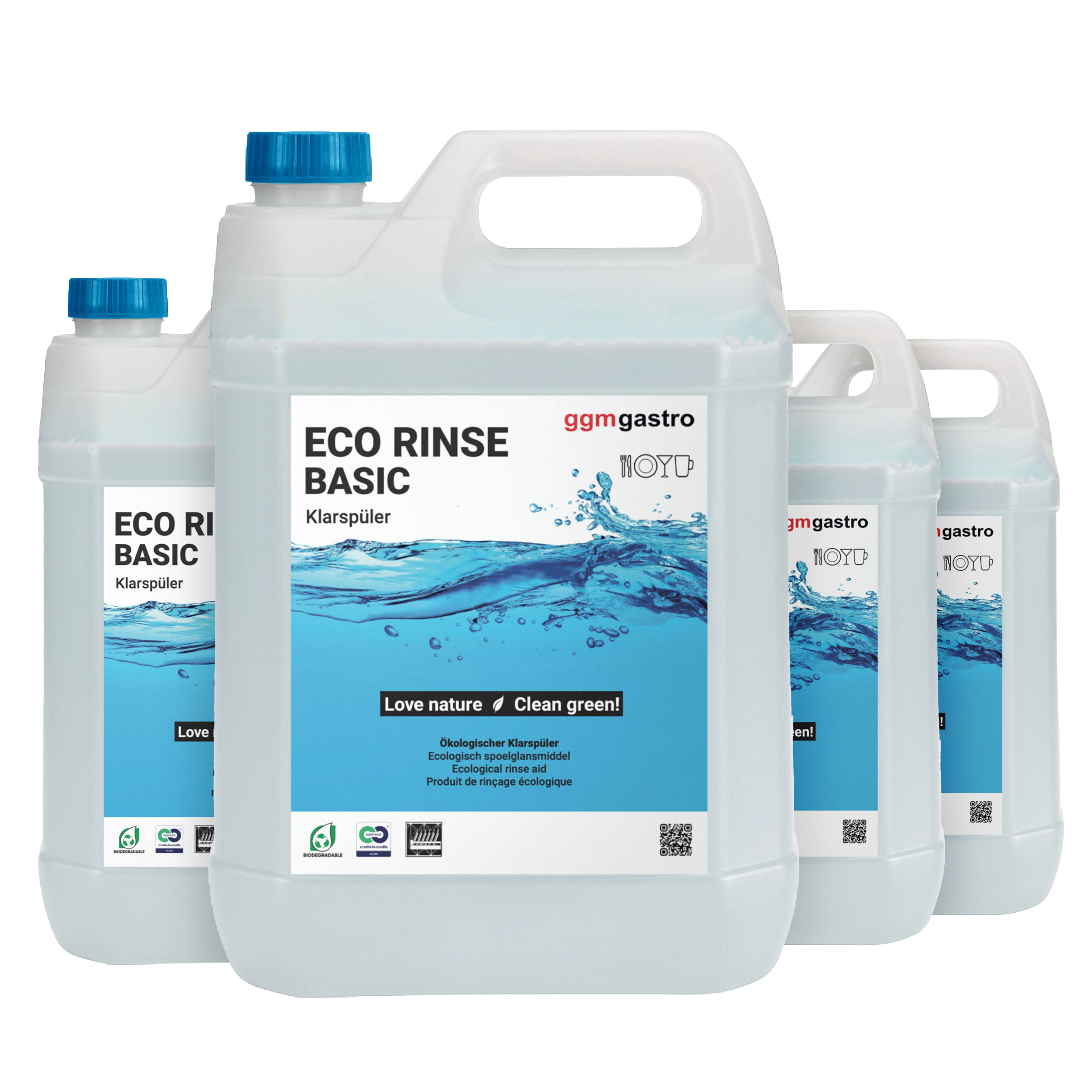 (4 pcs) Dishwasher Rinse Aid Concentrate ECO - for rapid drying & streak‑free results - ea 10L - Eco-friendly & chlorine-free