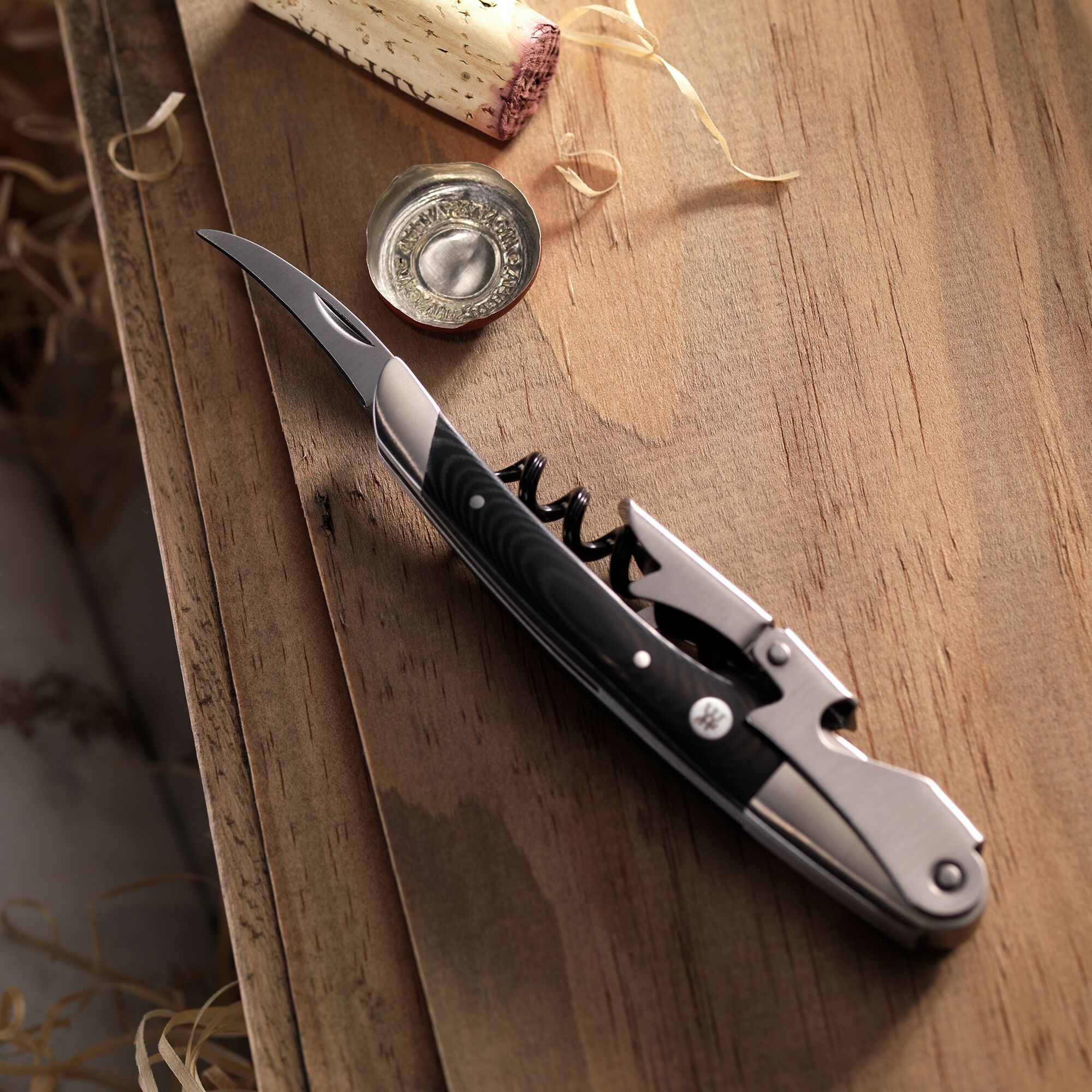 (1 piece) ZWILLING | Sommelier 3‑in‑1 Waiter’s Knife – Micarta Handle, Non‑Stick Spindle – 18/10 Stainless, Matte