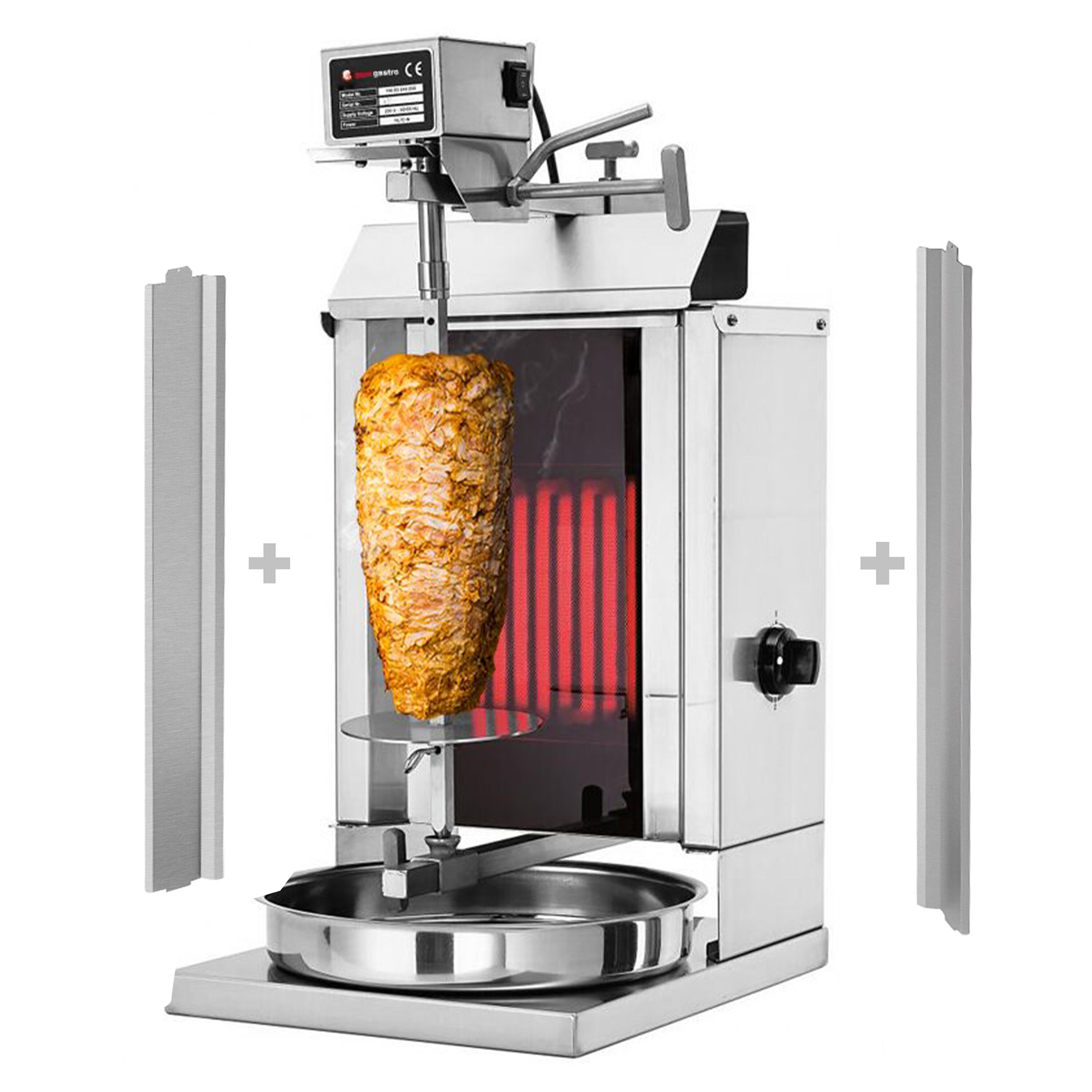 Electric Doner Kebab Grill (Shawarma/Gyros) - 1 Burner - up to 5kg - 1.85kW - Countertop - incl. 2 double doors