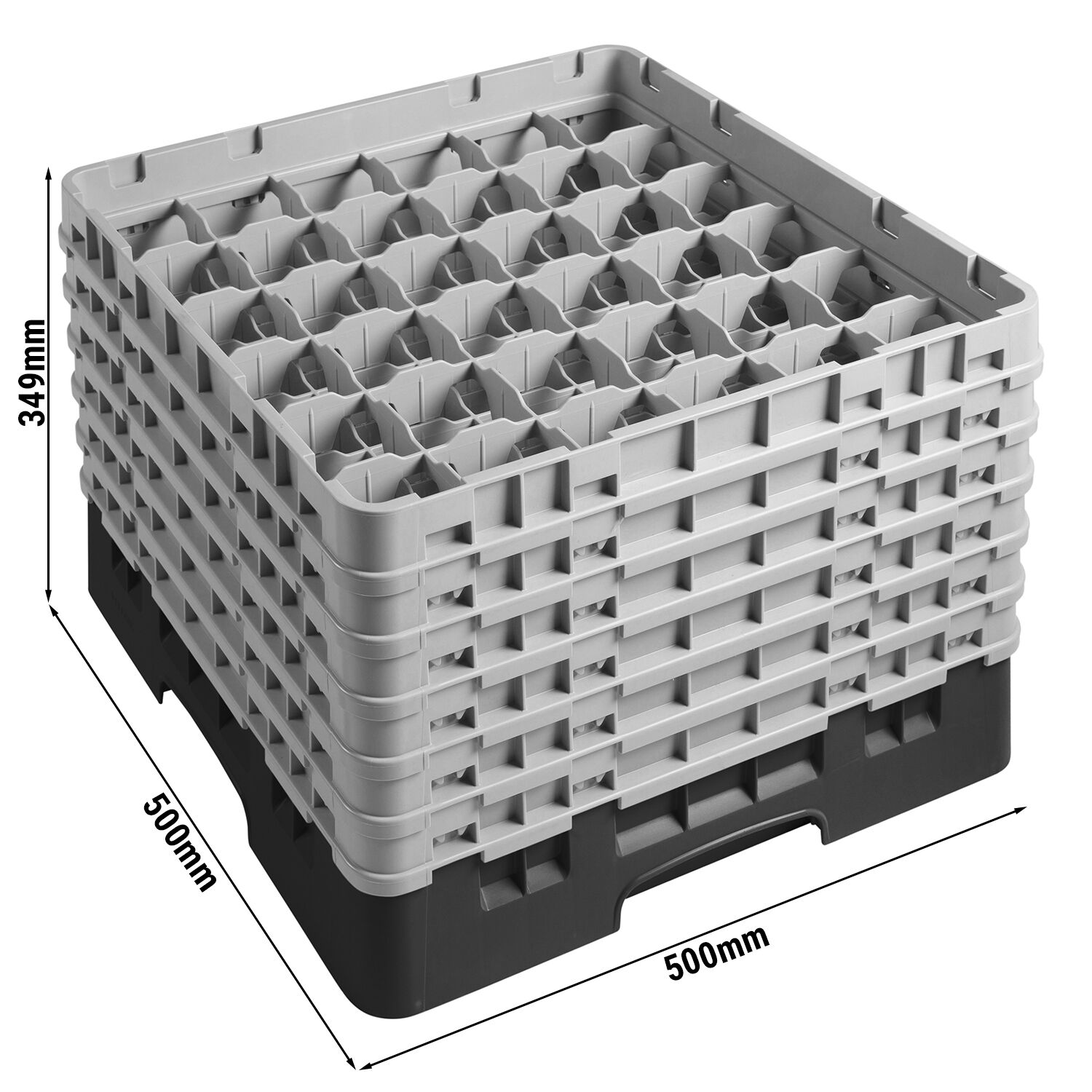 CAMBRO | CAMRACK® - Panier à verres 1/1 - 36 compartiments - avec 6 extensions - 500x500mm - Noir