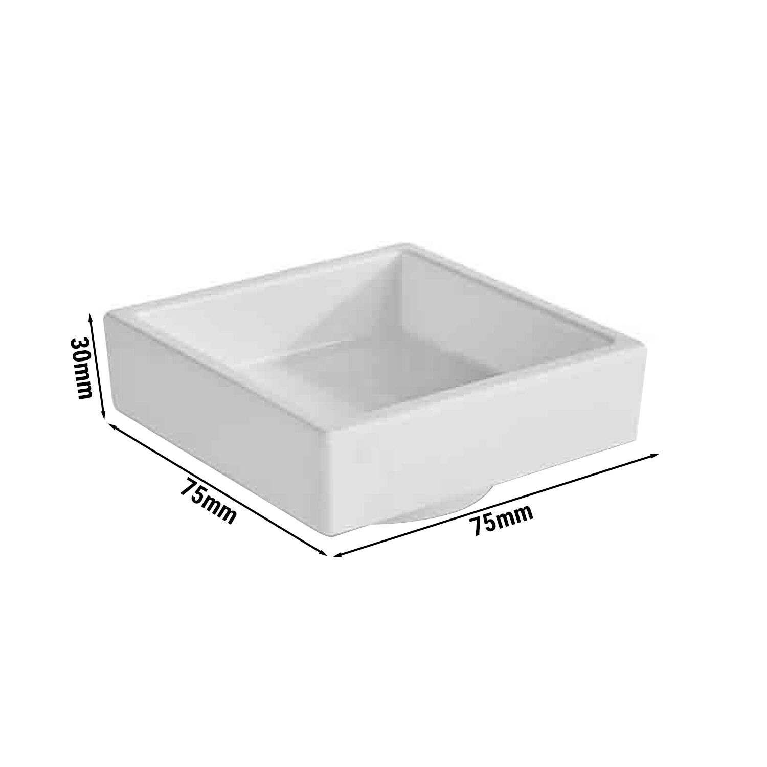 (6 pcs) Coupe - ASIA PLUS - Mélamine - 50ml - carré - lot de 6 - 75x75mm - Profondeur : 30mm - Blanc