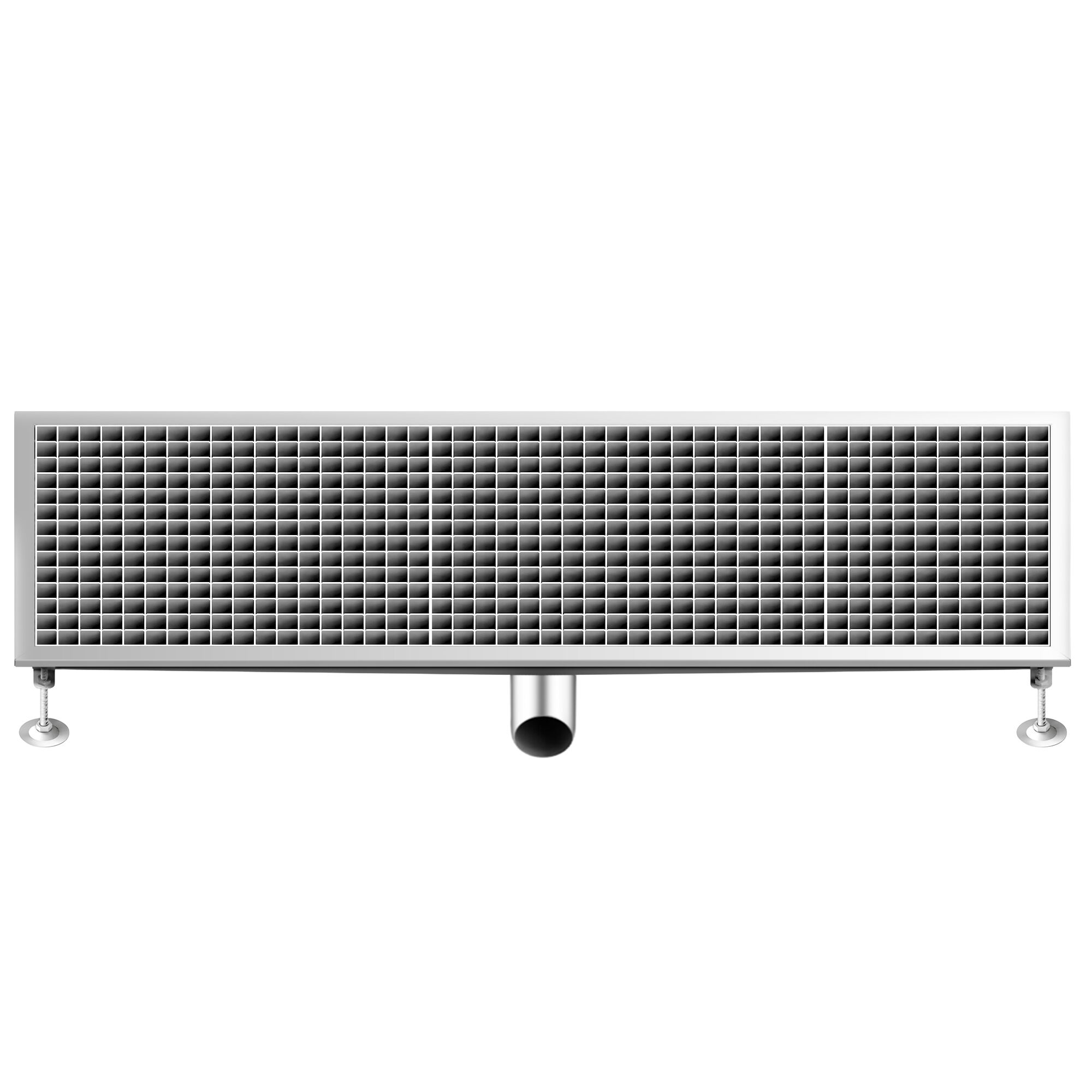 Caniveau de sol en acier inoxydable - 1200x400mm - sortie horizontale Ø70mm