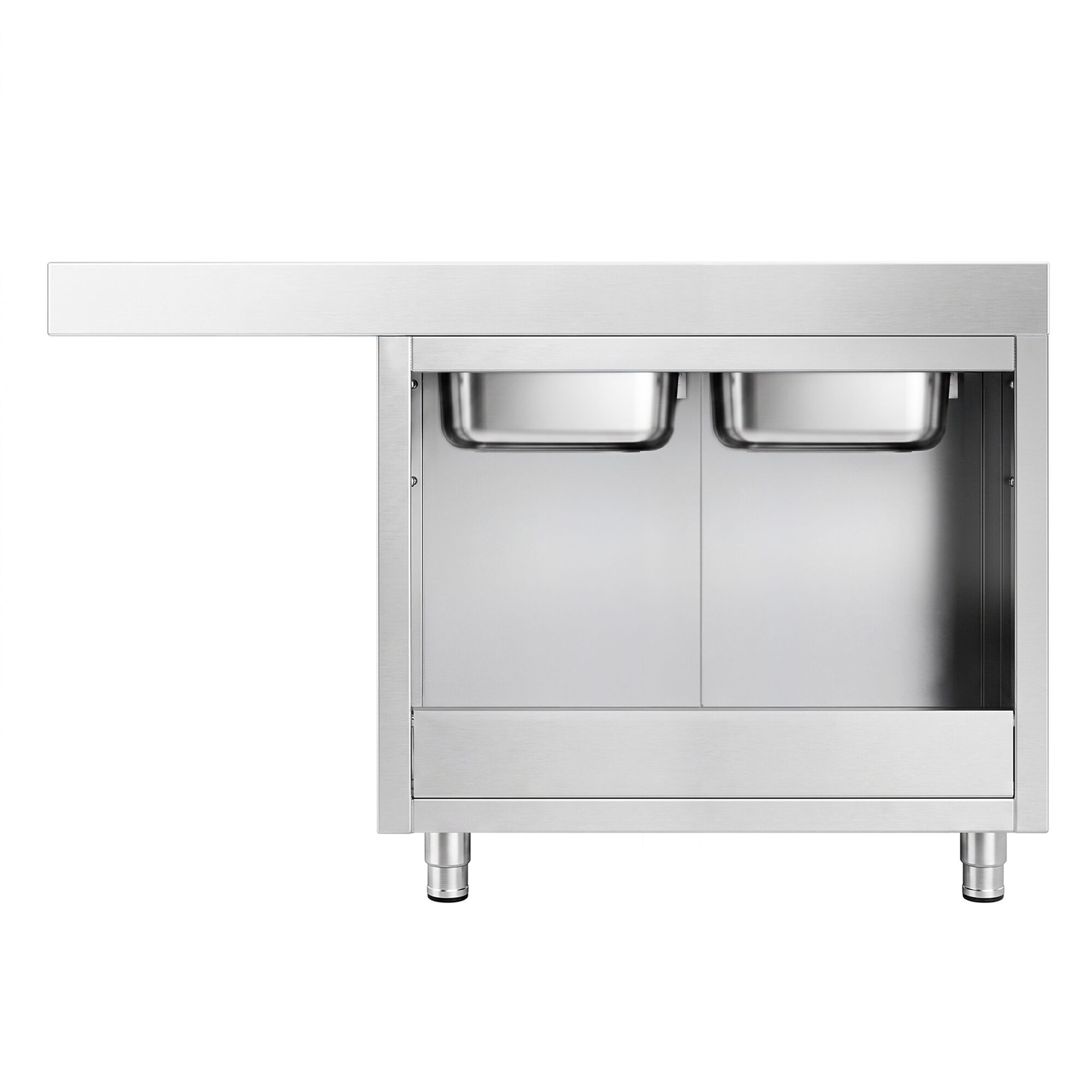 Spoeltafel tbv doorschuifvaatwasser - 1600x700mm - met 2 spoelbakken links