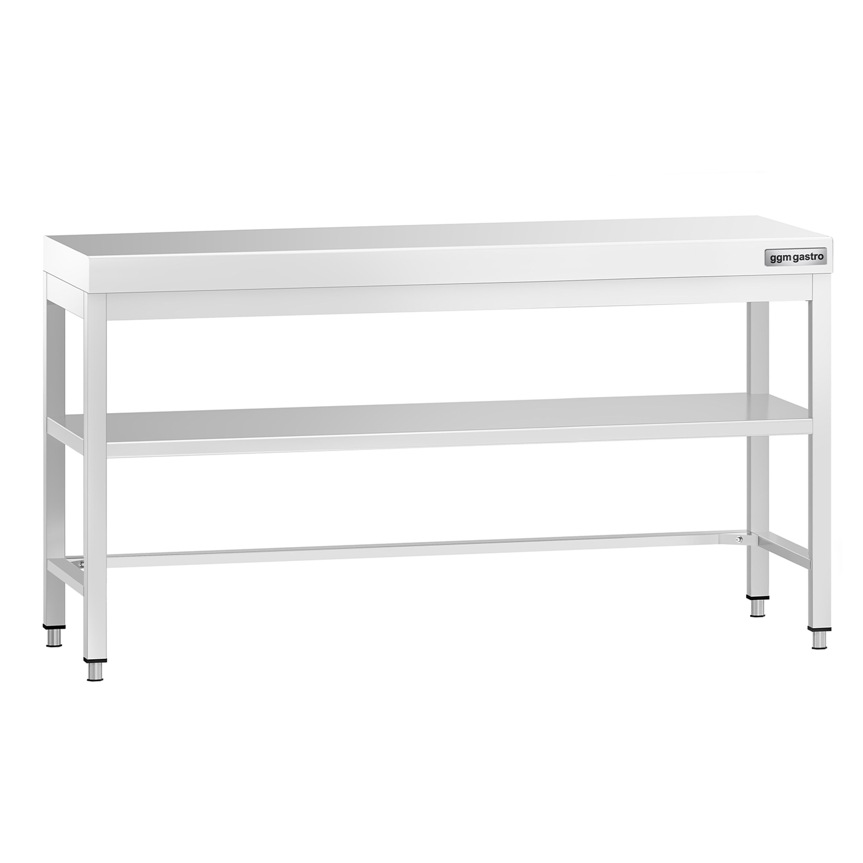 Table de travail en inox PREMIUM – 1800x800 mm – avec tablette inférieure et renforts