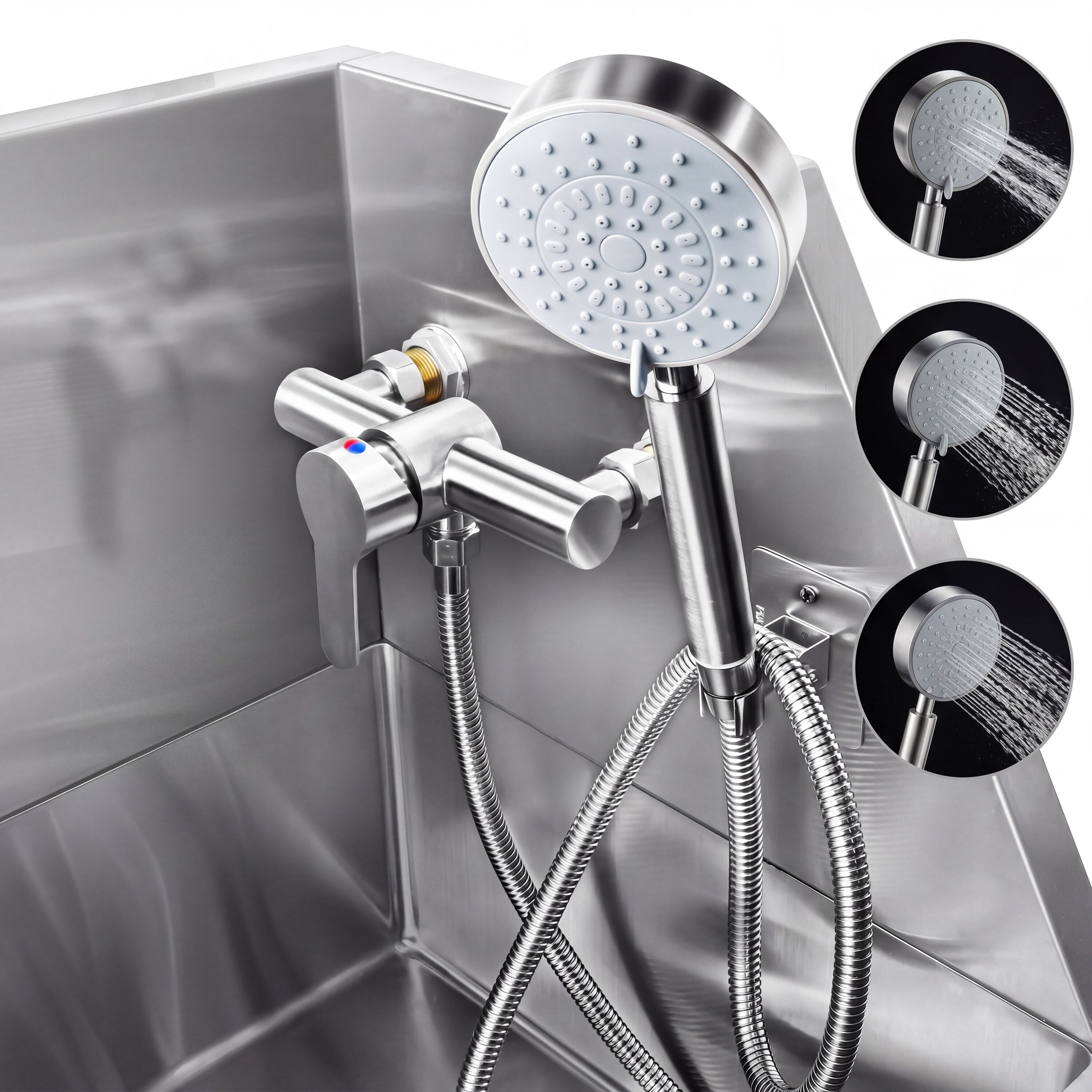 Baignoire pour chien - douchette de plonge & tapis antidérapant