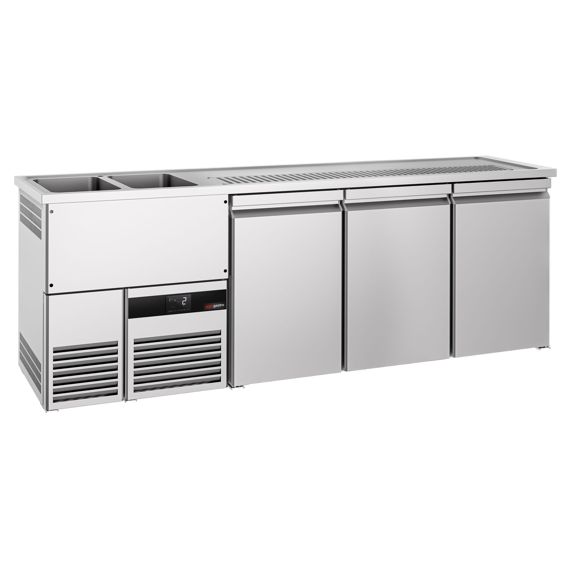 Comptoir de bar réfrigéré PREMIUM - 2500x700mm - 3 portes  