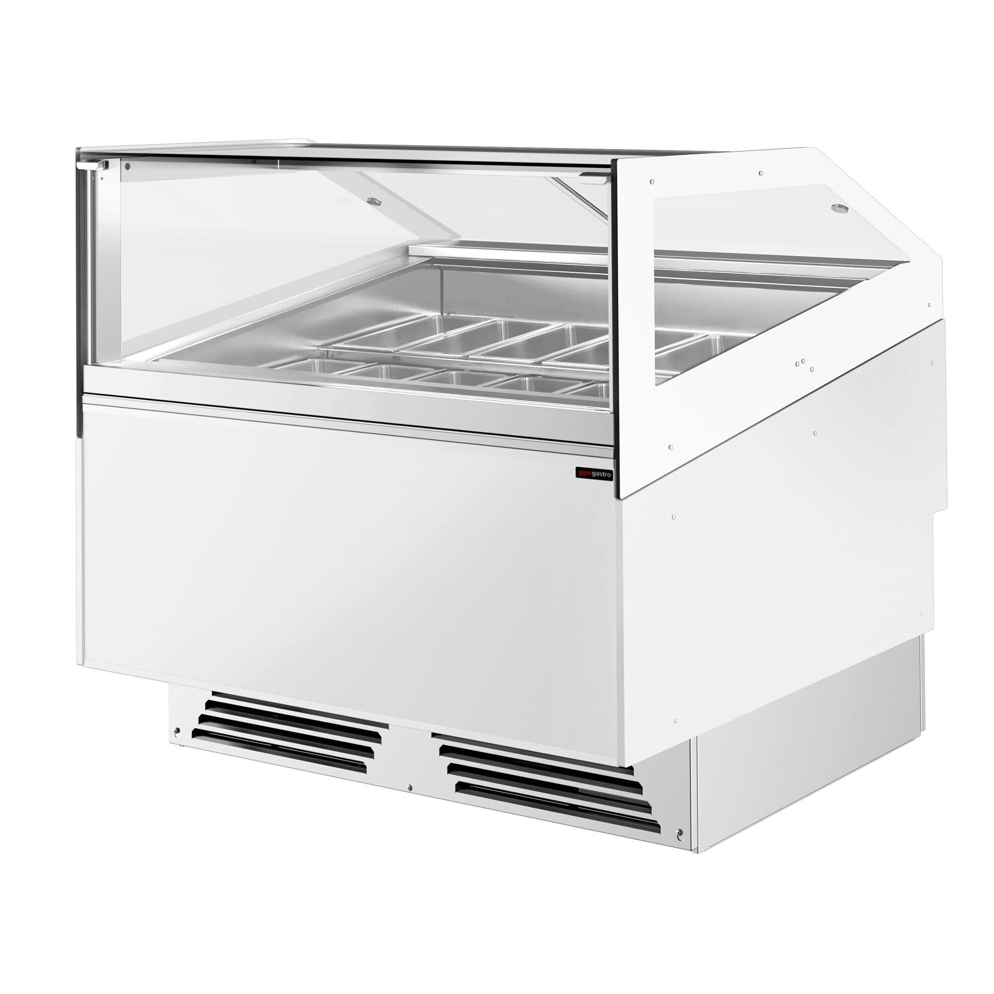 Vitrine à glace ADAM – 1200 mm – refroidissement ventilé – pour 12 bacs à glace de 5 litres ou 8 bacs de 7 litres – Blanc