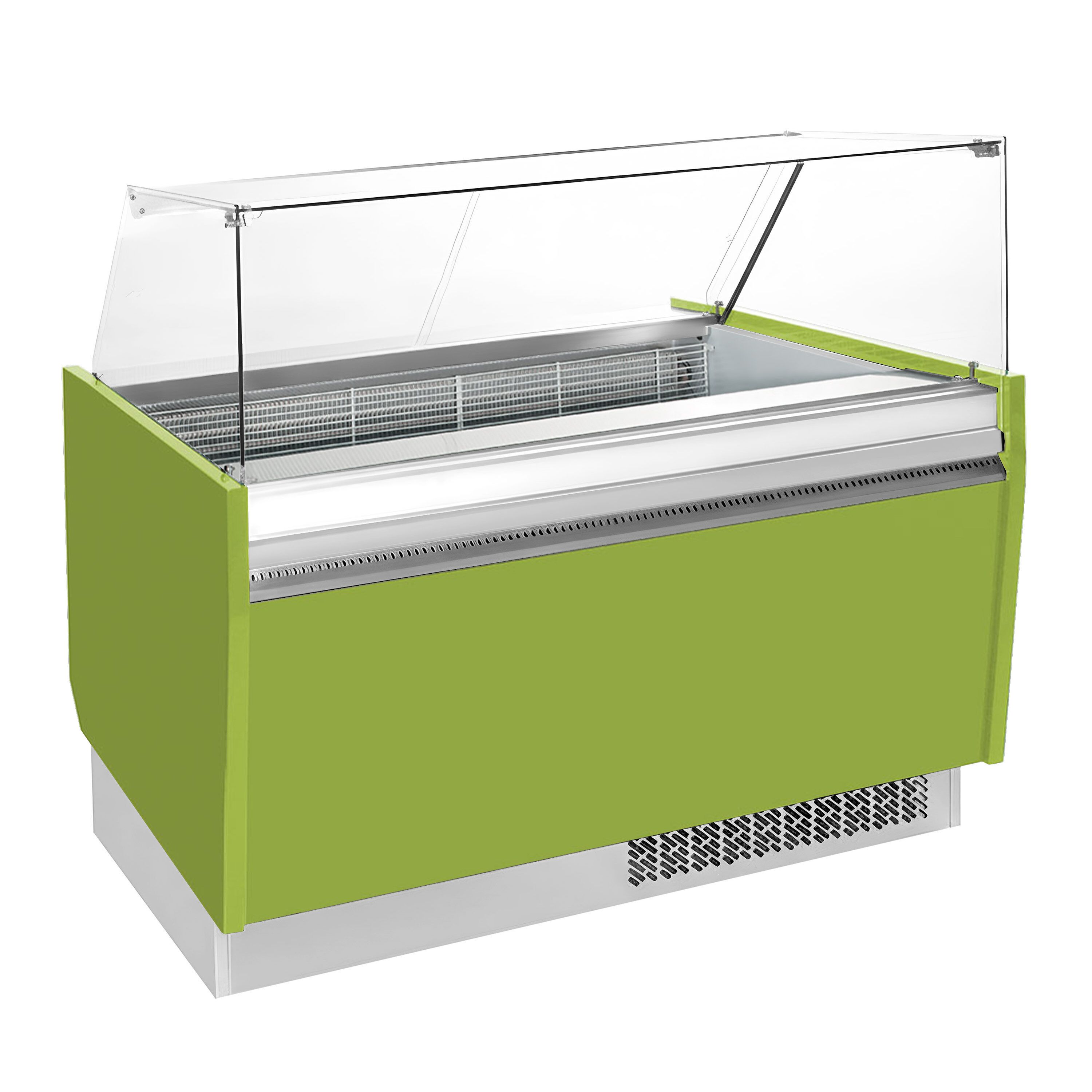 Vitrine à glace LIAM – 1560 mm – refroidissement statique – pour 13+13 bacs à glace de 5 litres – Vert clair
