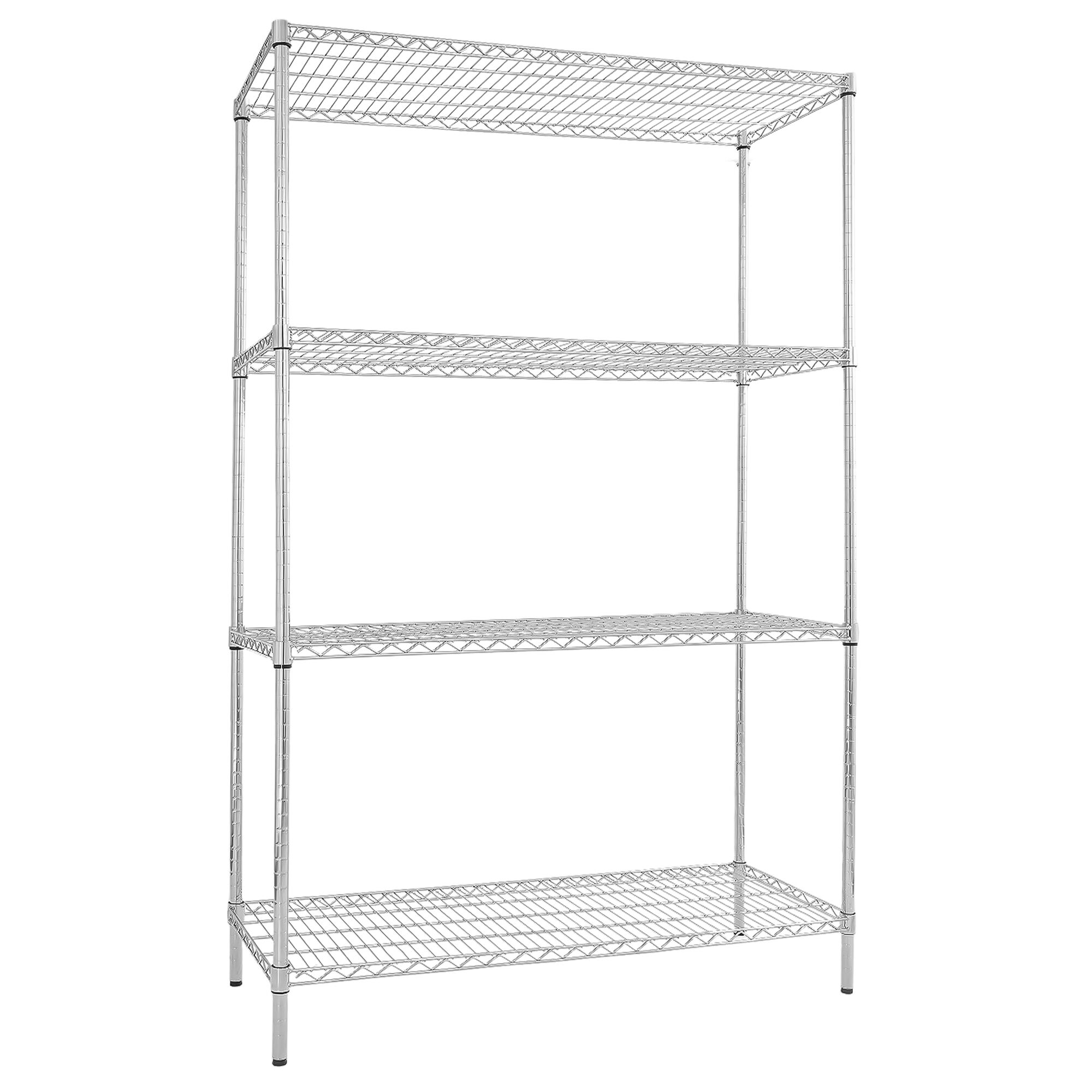 Étagère en acier - 1200 x 450 mm - 4 étagères - Chromée