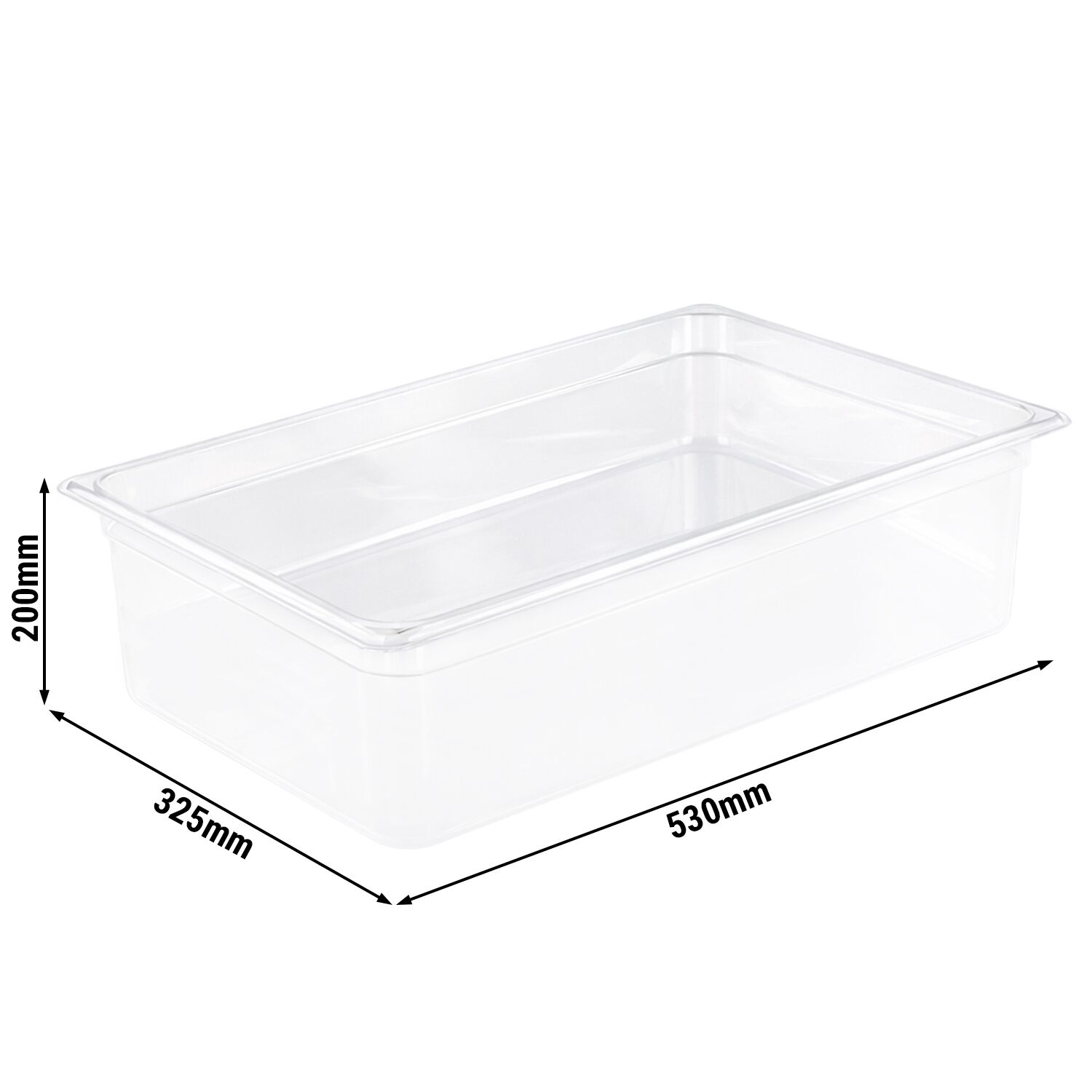 (6 pièces) Bac en Polypropylène - GN 1/1 - Translucide - 25,5 L - Hauteur : 200 mm