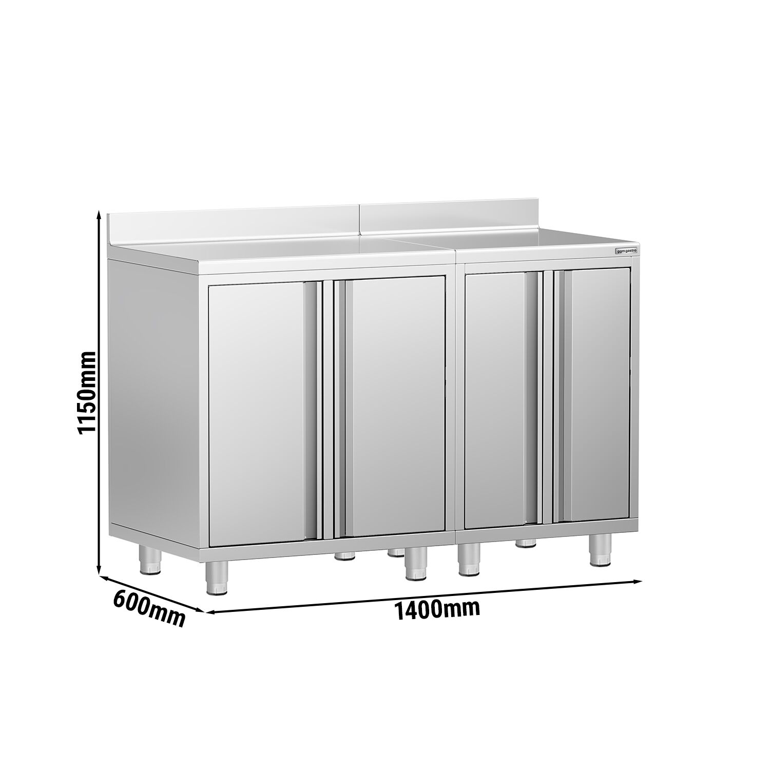 Armoire de travail pour machine à café filtre - 1400x600mm - avec dosseret - 4 portes battantes