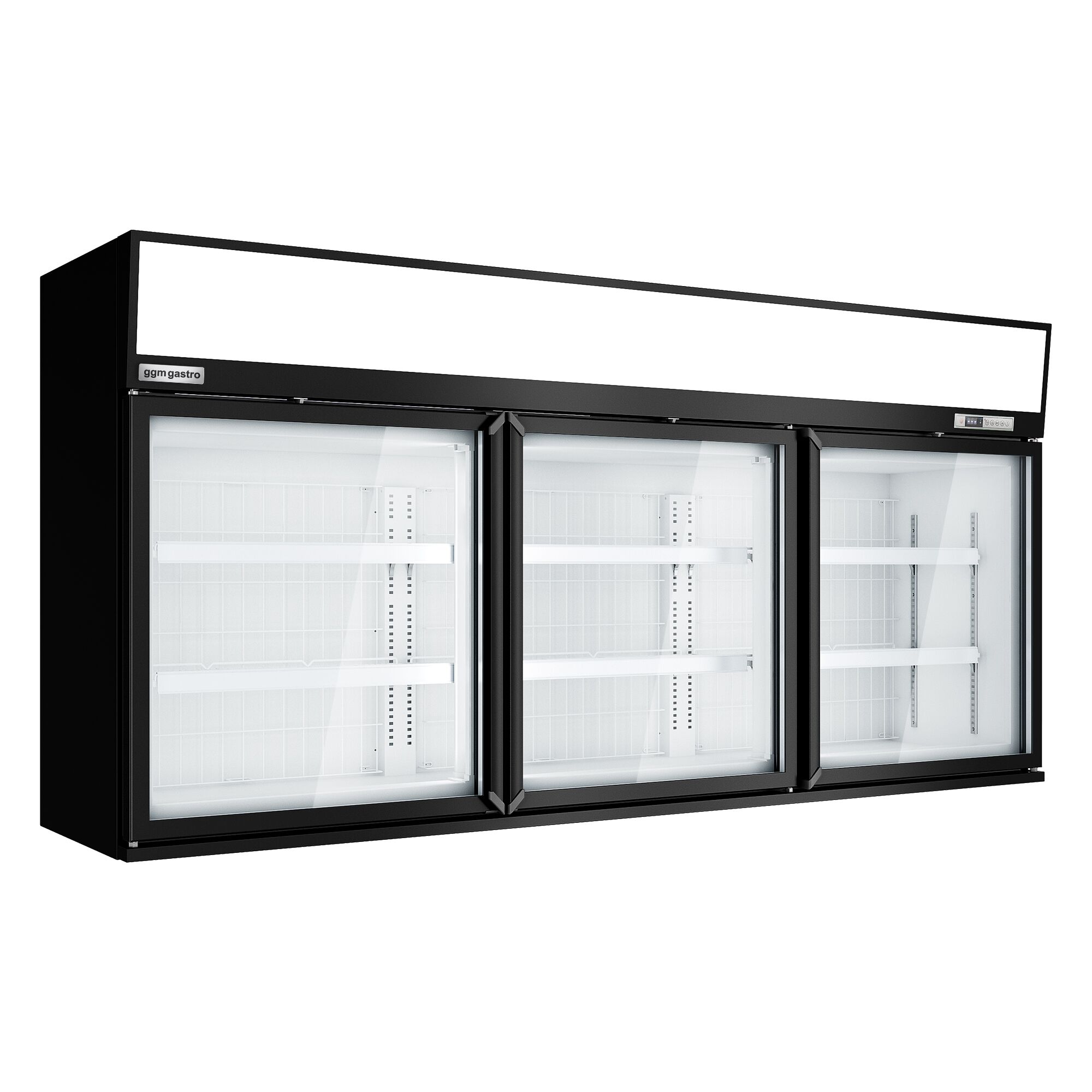 Vitrine murale de congélation pour supermarché - 3 portes - avec îlot de congélation inclus - Noir