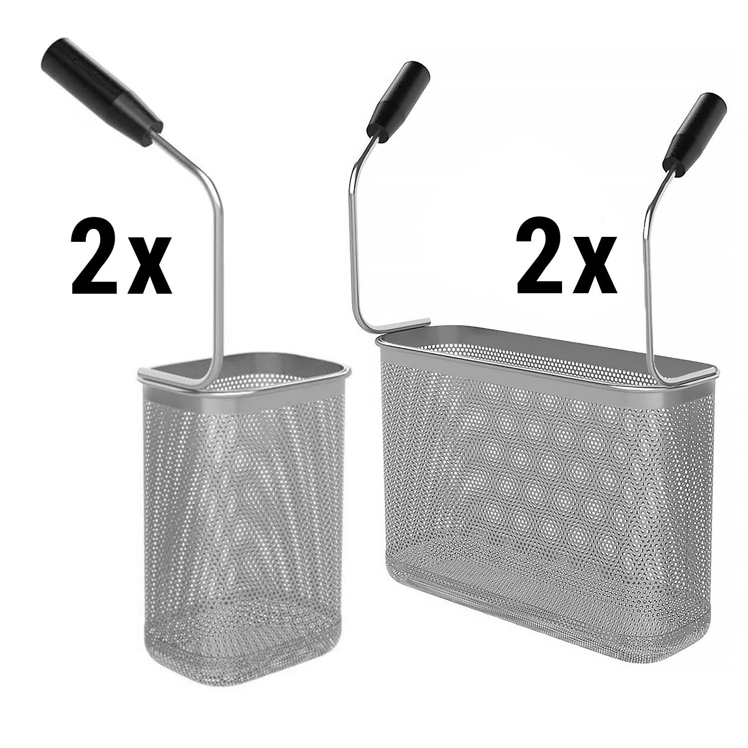 2x 1/3 & 2x 1/6 Panier à pâtes - 290x105x200mm & 140x105x200mm - 2x0,8kg & 2x0,4kg - Inox AISI 304