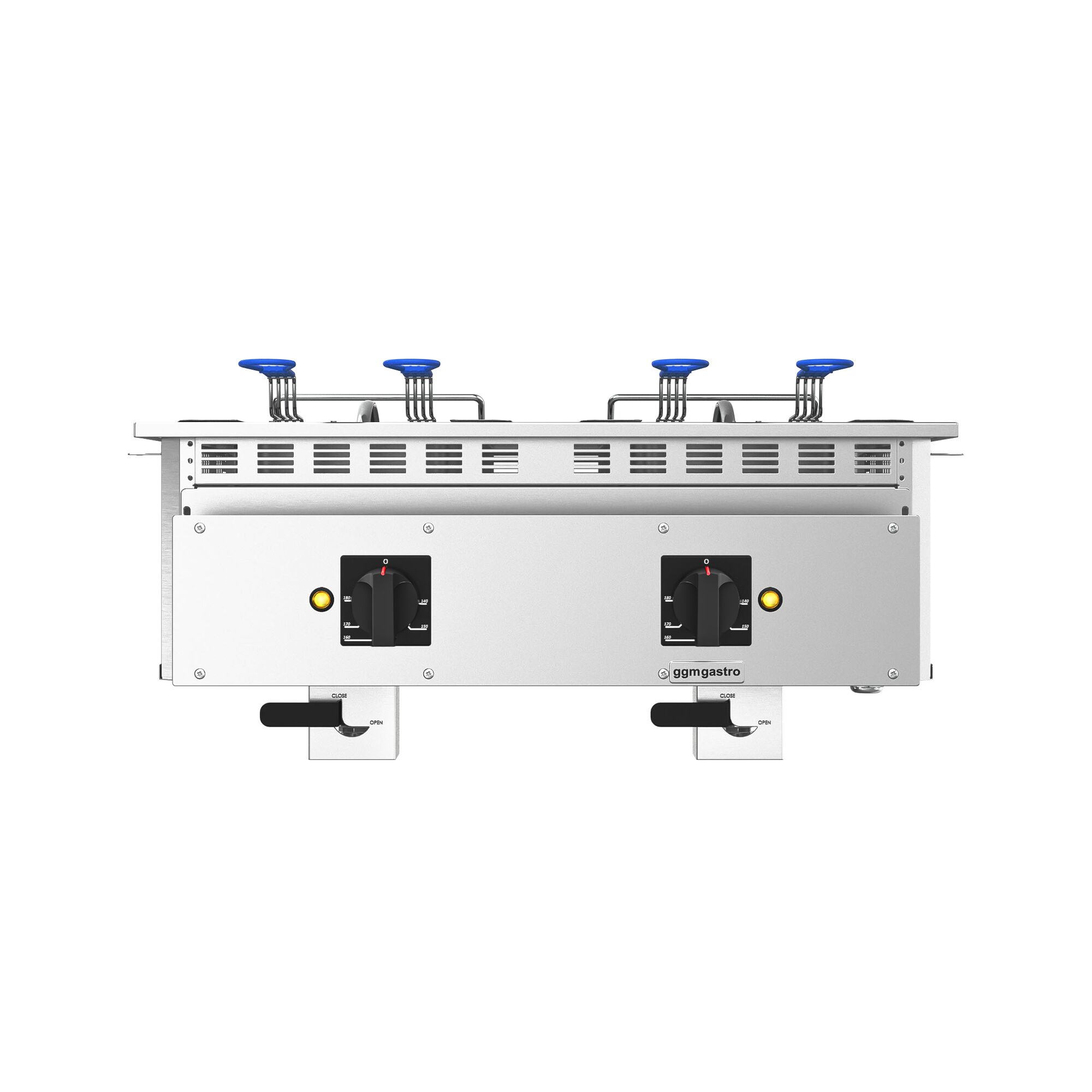Friteuse double électrique professionnelle encastrable - 13+13L - 24kW - avec robinet de vidange