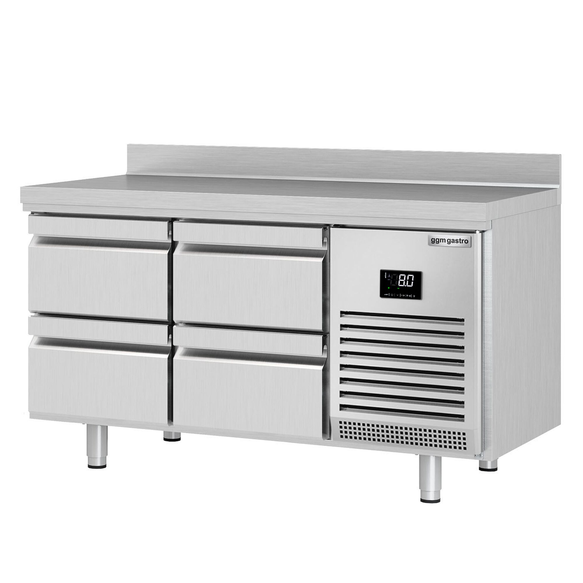 Table réfrigérée Premium PLUS - 1468 x 700 mm - 4 tiroirs - dosseret