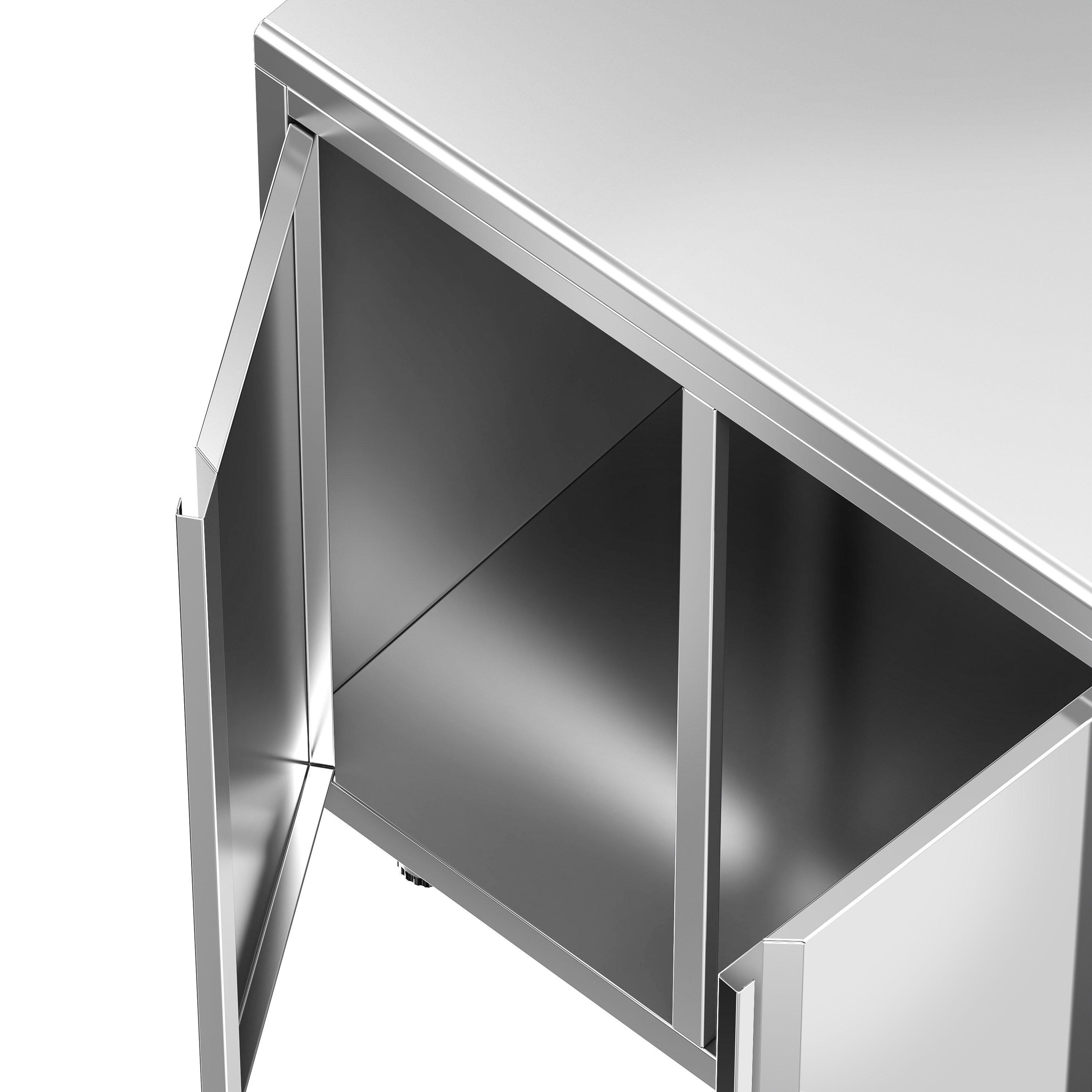 Table armoire en acier inoxydable - 800x600mm - avec portes battantes - avec dosseret - pour cafetière à filtre