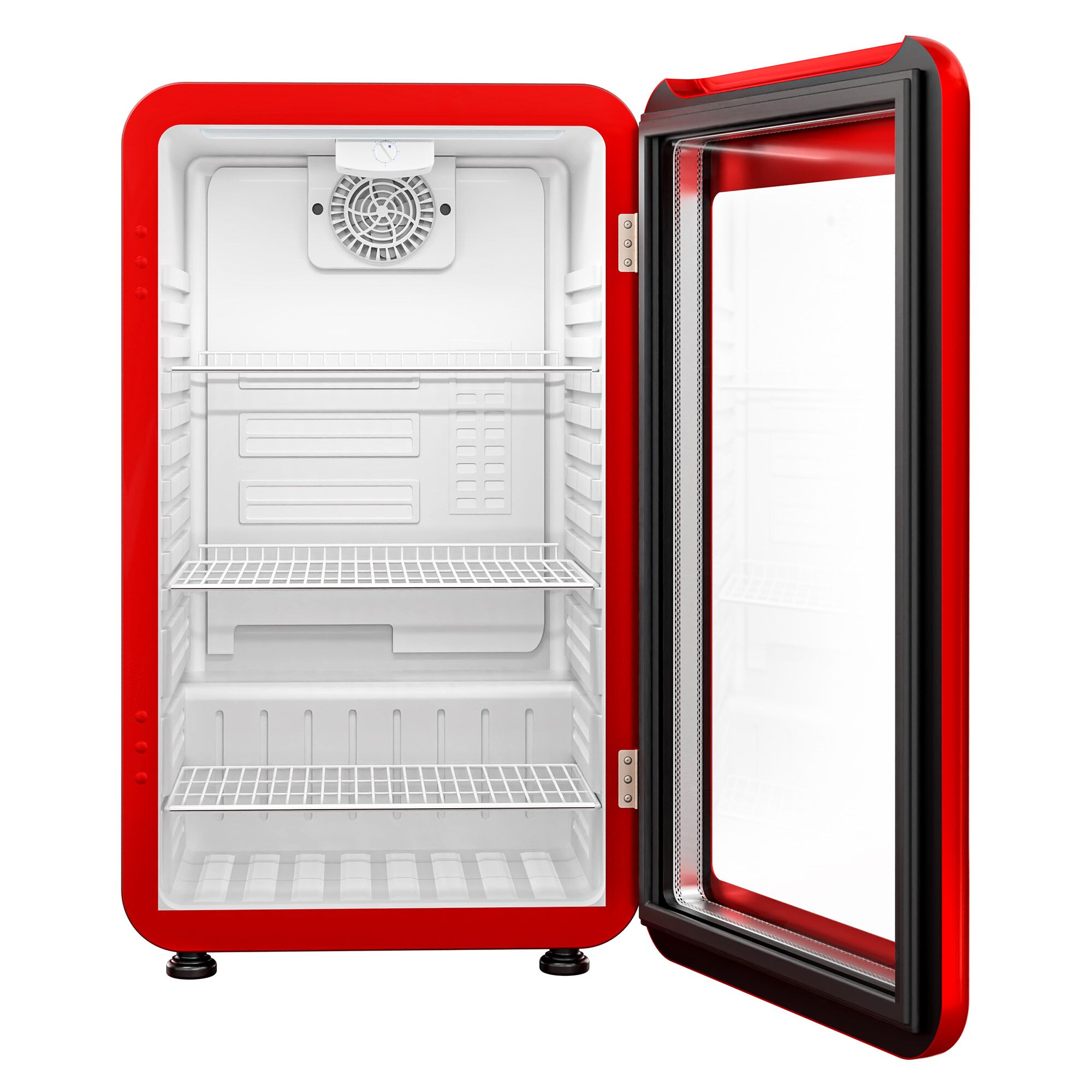 Minibar - 495mm - 113L - avec 1 porte en verre - Rouge - double vitrage, porte réversible