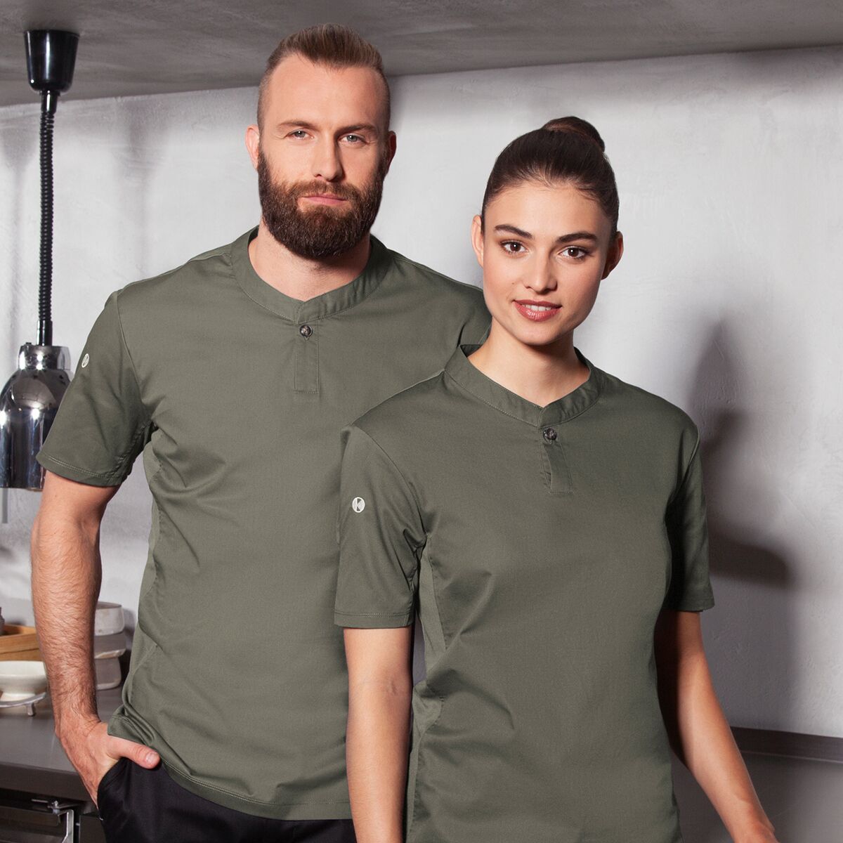 (6 pièces) KARLOWSKY | Chemise de travail manches courtes homme Performance - Sauge - Taille : L
