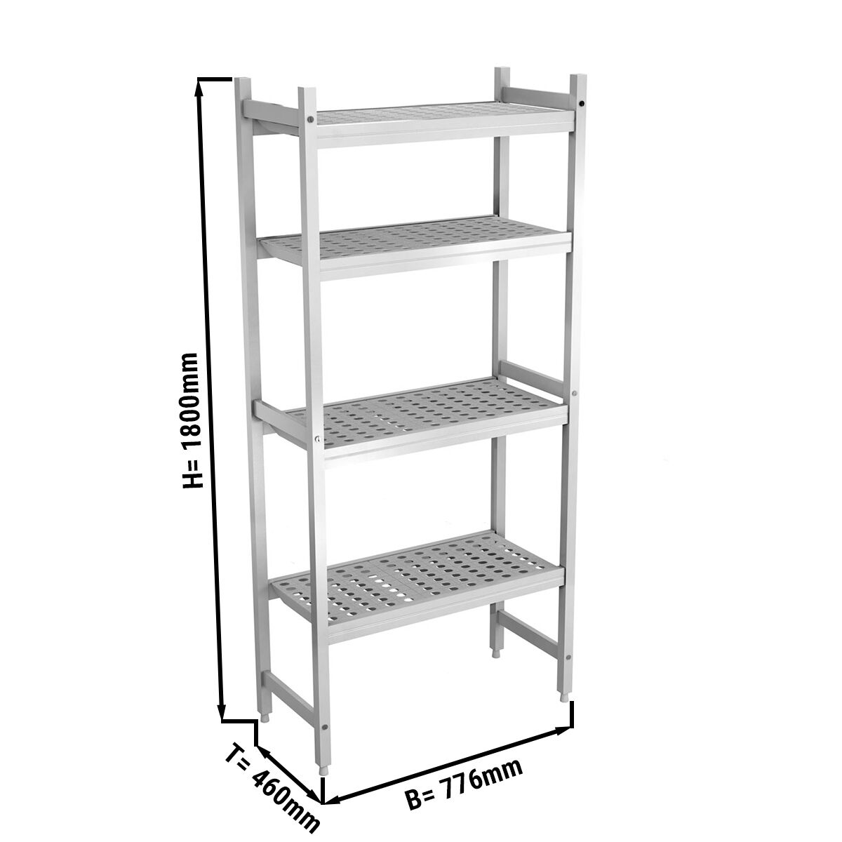 Étagère de base en aluminium - 776 x 1800 mm - Capacité de charge : 600 kg