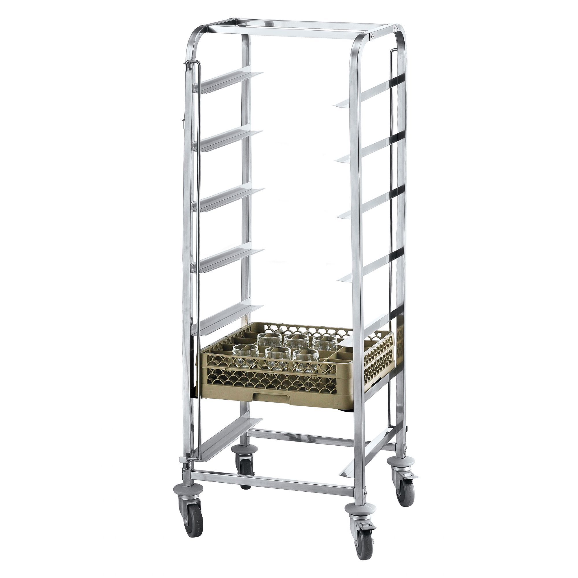 Edelstahl Geschirrkorbwagen - für 7 Körbe Korbmaße: 500x500 & 400x500mm