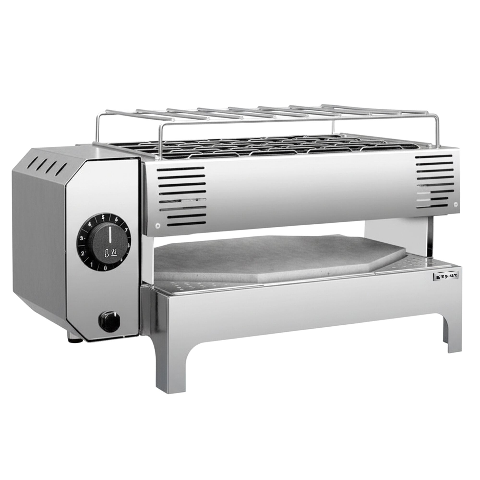 Four à pizza Speed PROFESSIONNEL électrique Compact - Sole en pierre réfractaire - 1 x 1 pizzas Ø28cm - 230V - Commandes mécaniques - jusqu’à 300°C - incl. Pelle à pizza