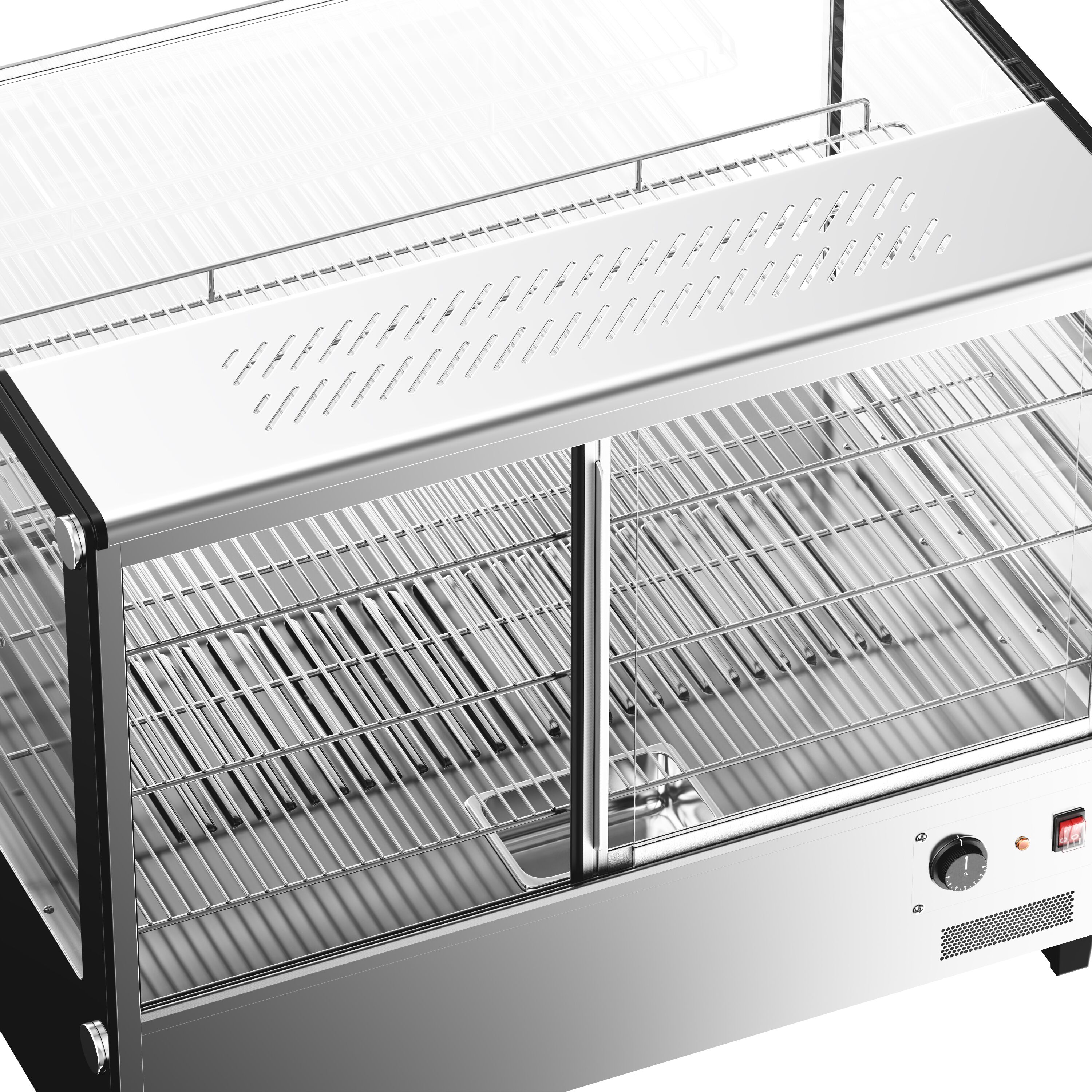 Vitrine chauffante – 880 mm – 1,5 kW – avec 3 étagères