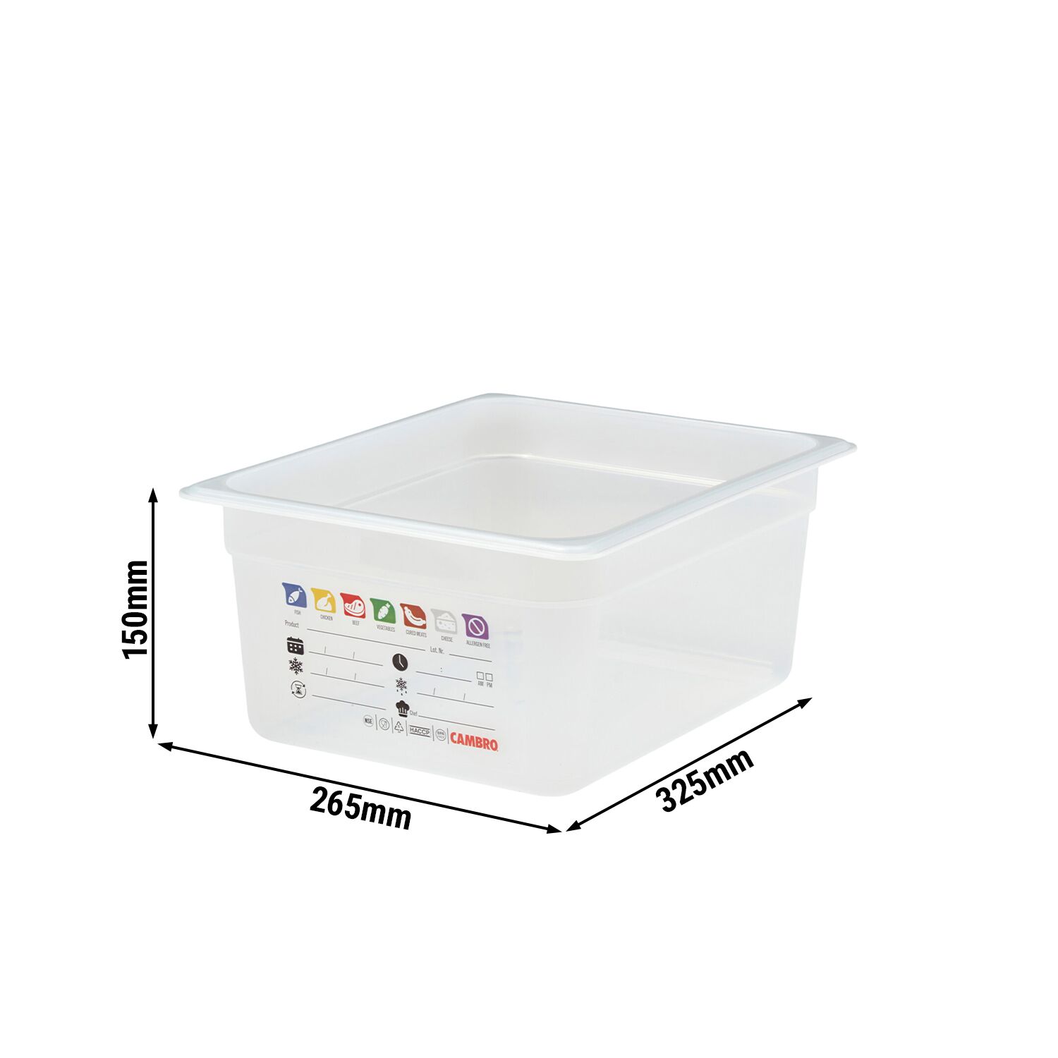 (6 pièces) CAMBRO | SafeTrak - Récipients en polypropylène GN 1/2 - laiteux - Hauteur : 150mm