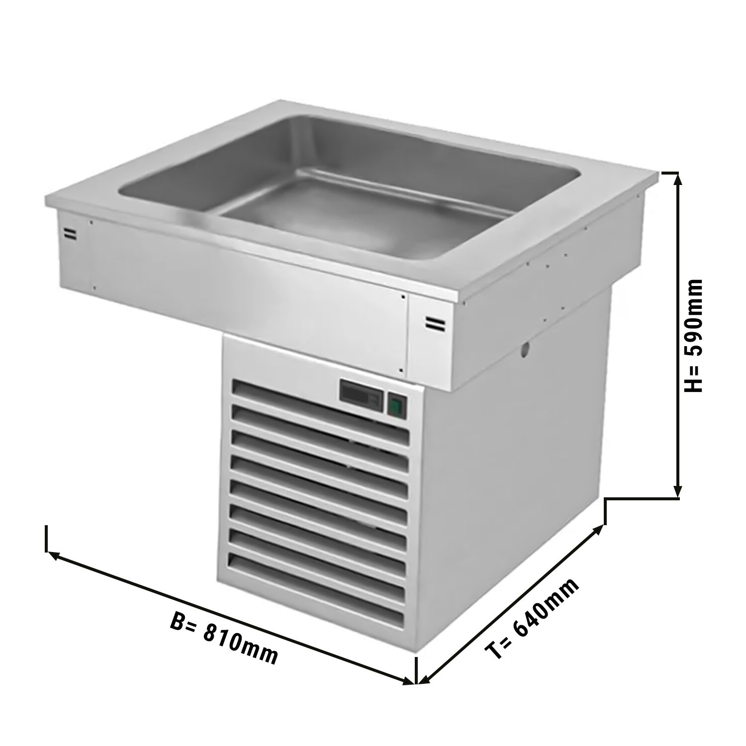 Commercial Drop-in Refrigerated Well - 800mm - +2 to +8°C - 2x GN 1/1 - 190W