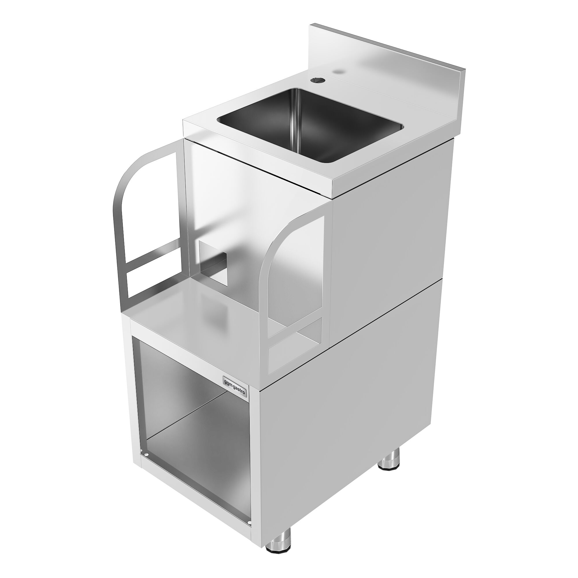 Mueble para batidora de bebidas de acero inoxidable - 400x590mm - con encimera para batidora de bebidas y fregadero