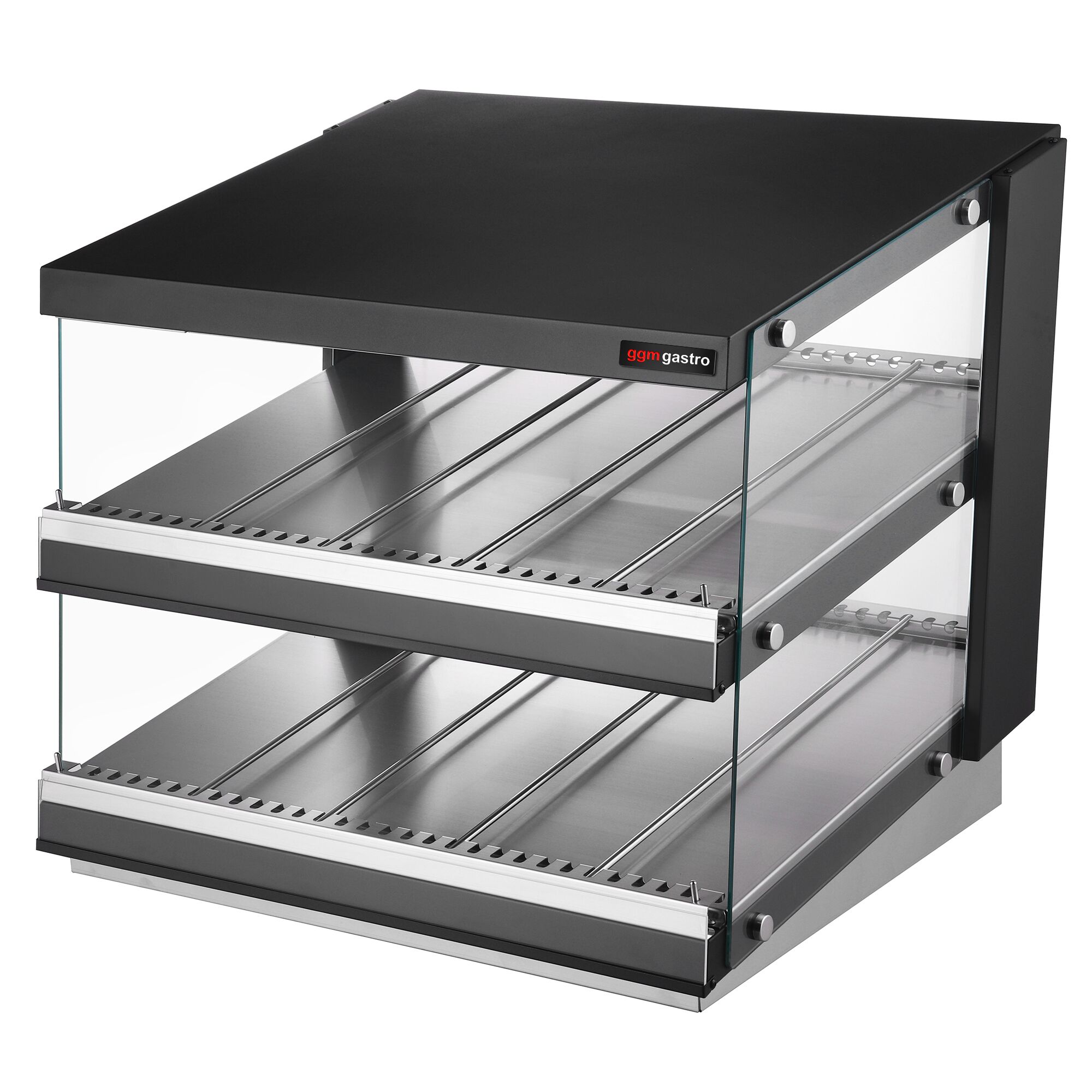 Vitrine chaude - 800mm - 1,16kW - avec 2 étagères - Noir