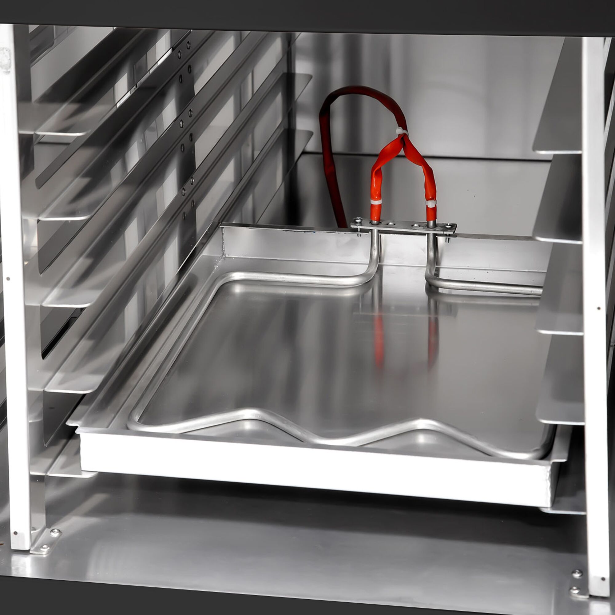 Four à étages de boulangerie avec fonction vapeur - tactile - 2 chambres de cuisson - avec hotte et chambre de fermentation 8 x EN 600 x 400 - Noir
