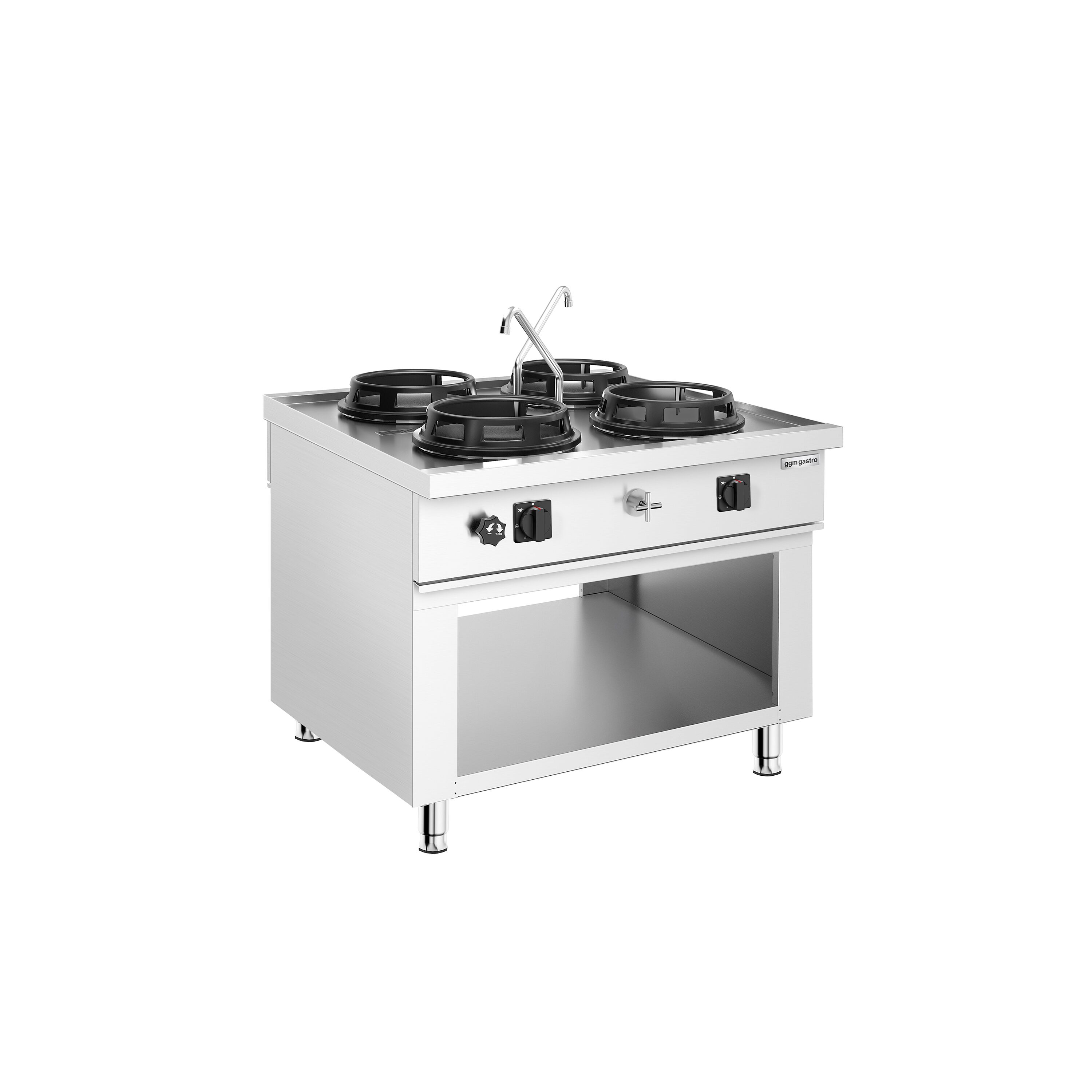 Cuisinière Wok à Gaz en Îlot - 60 kW - 4 Brûleurs - incl. 2 Robinets