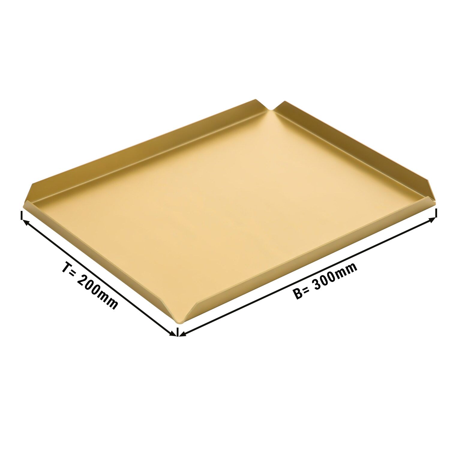 (5 Stück) Konditorei- & Präsentationsplatte - Aluminium - 300x200x10mm - Champagner