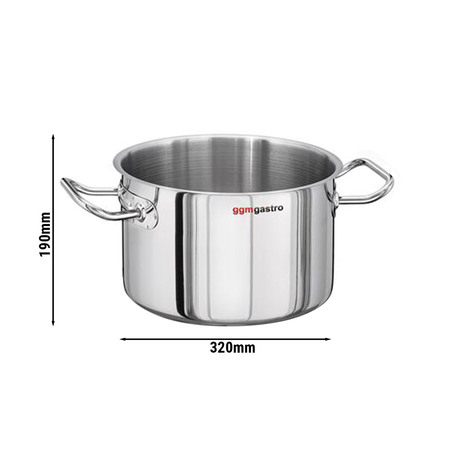 Marmite en Acier Inoxydable - 15 L - Ø 320 mm - Hauteur : 190 mm - Tous Feux Dont Induction