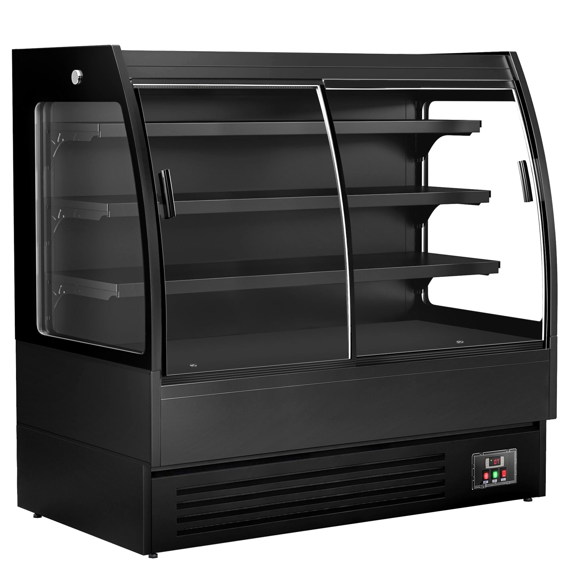 Vitrine murale réfrigérée - 1500mm - 480L - avec 2 portes coulissantes vitrées & 3 étagères - arrière fermé - Noir