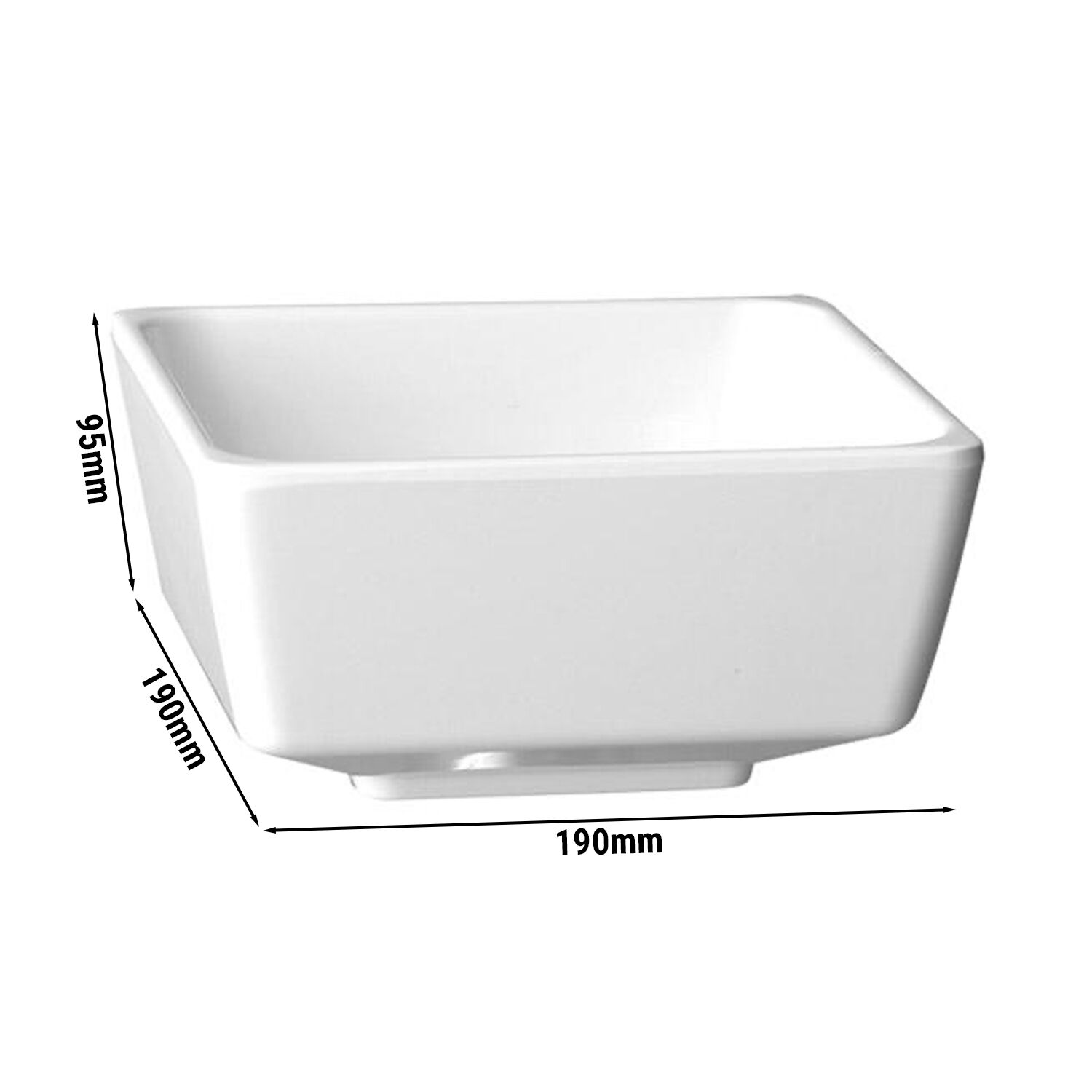(6 pcs) Coupe - FLOAT - Mélamine - 1,9L - carré - lot de 6 - 190x190mm - Profondeur : 95mm - Blanc