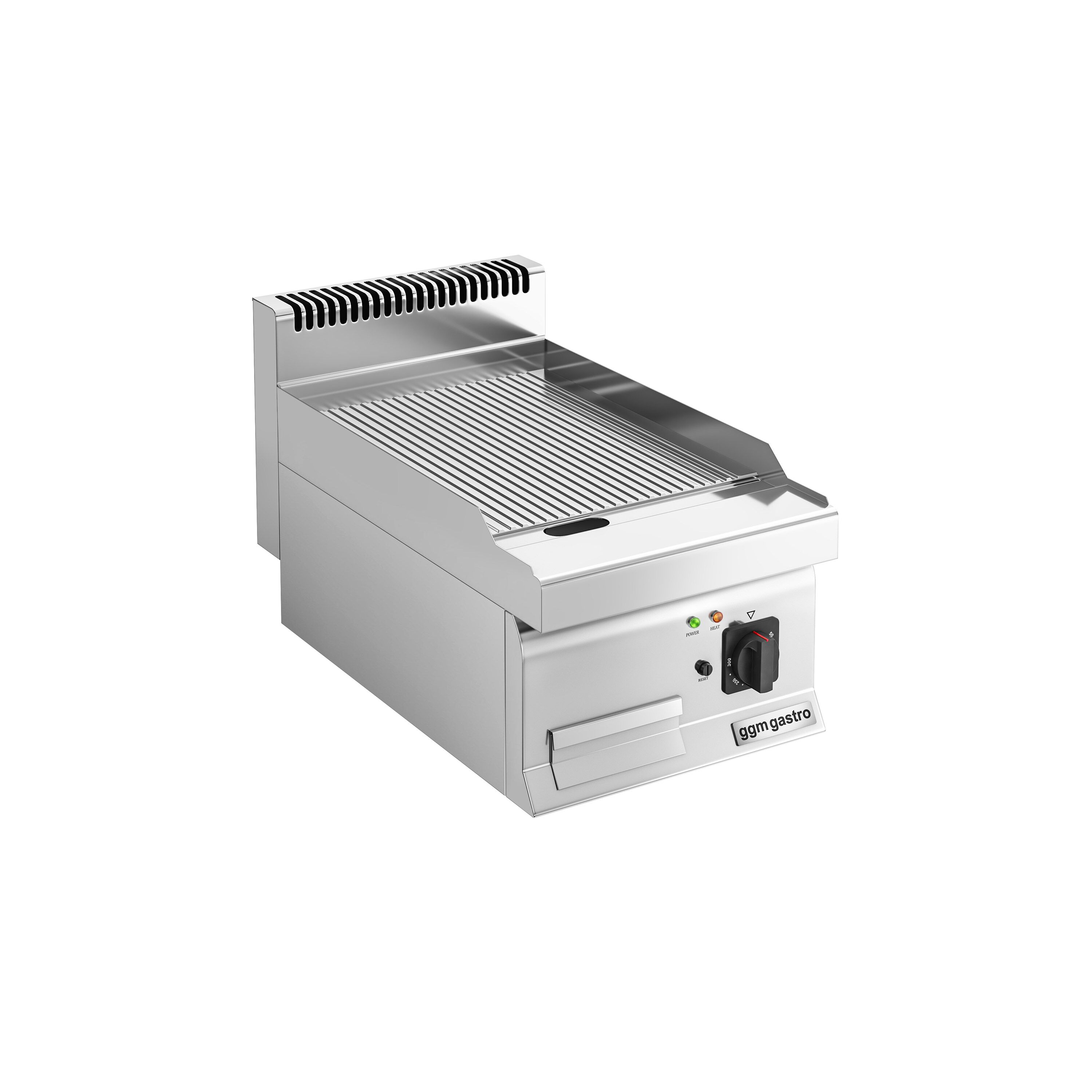 Plancha électrique - plaque acier - 3,6 kW - Rainurée - Surface de cuisson : 395x535mm