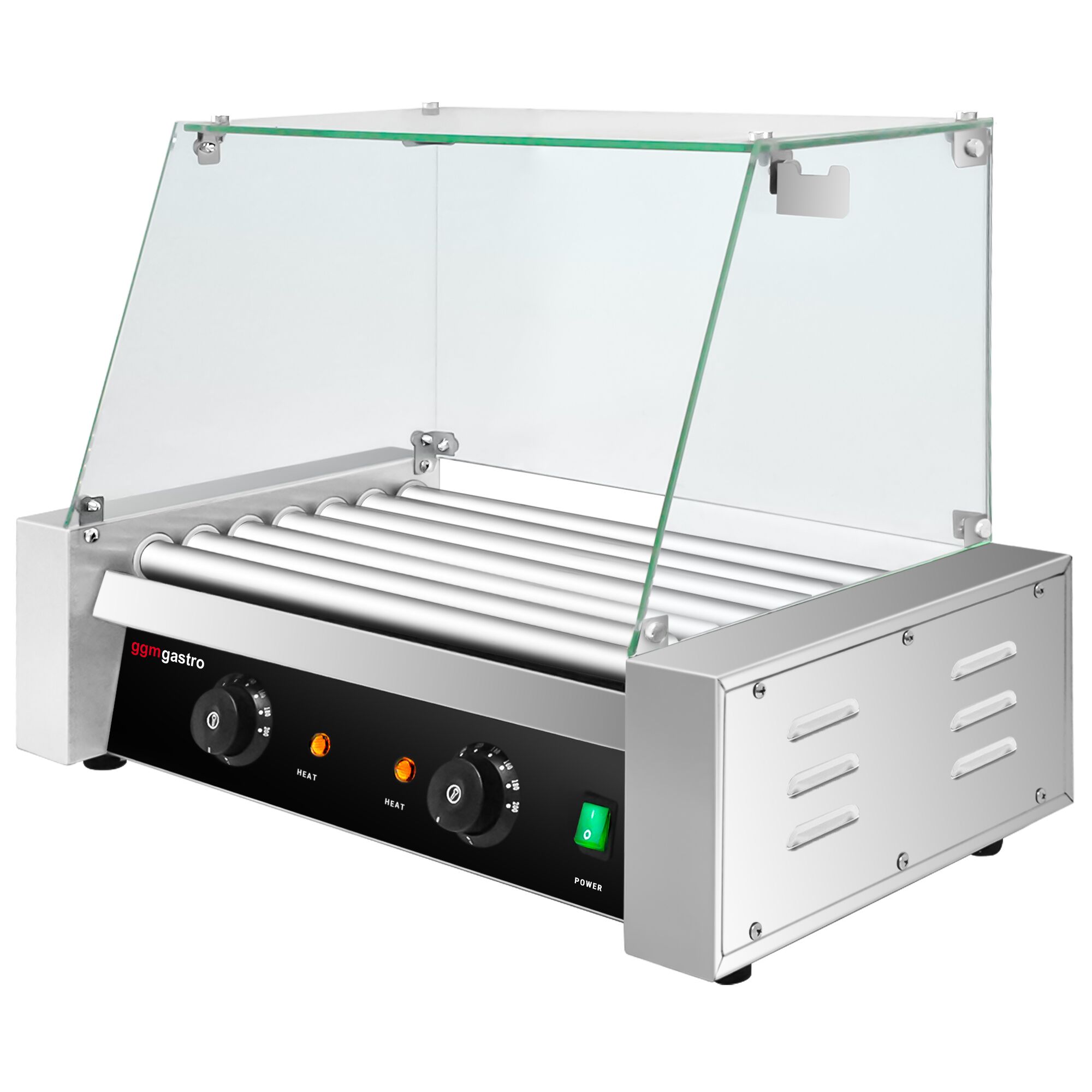 Grill do hot dogów - 7 rolek & z osłoną ze szkła hartowanego