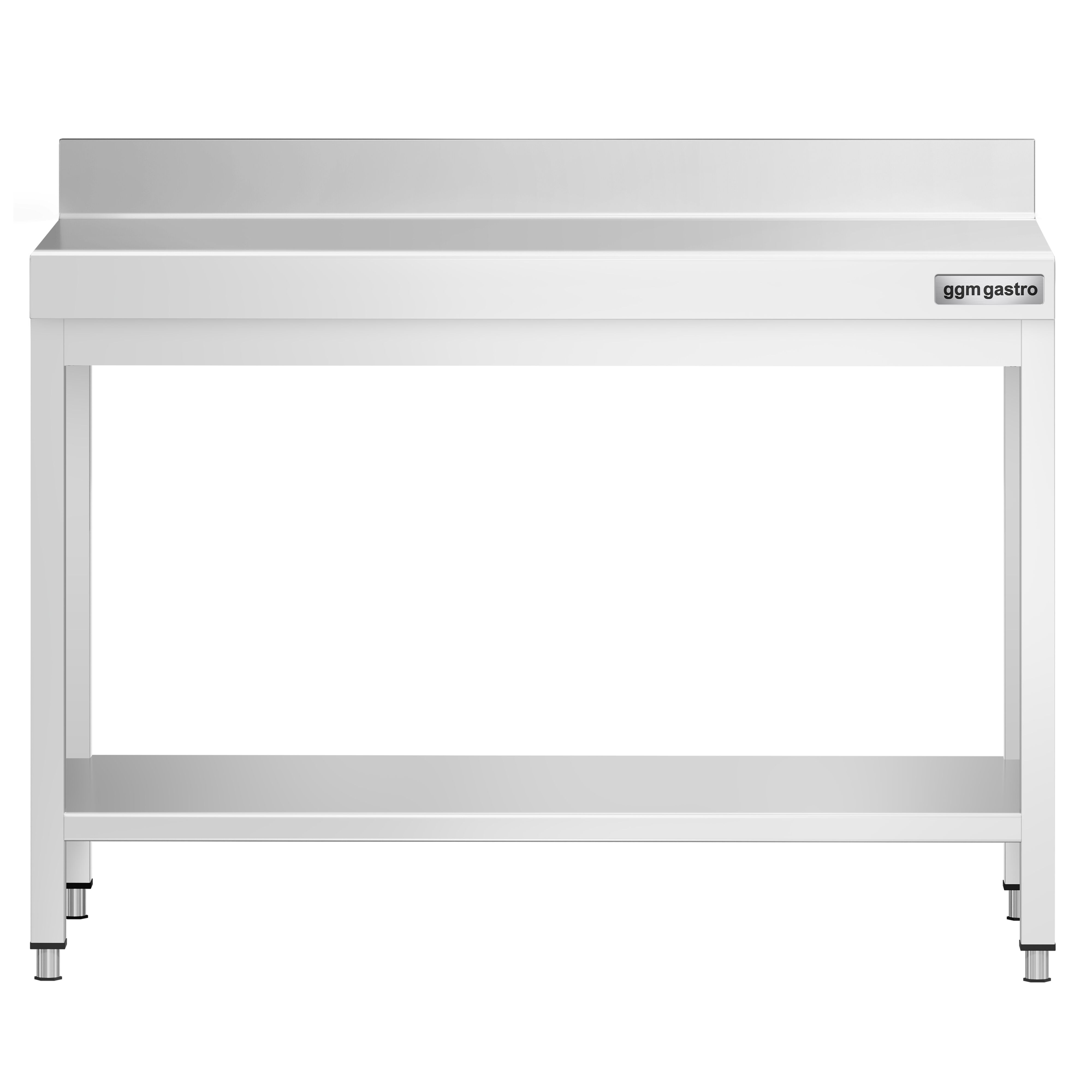 Table de travail inox PREMIUM - 1000 x 600 mm - avec tablette inférieure & Dosseret