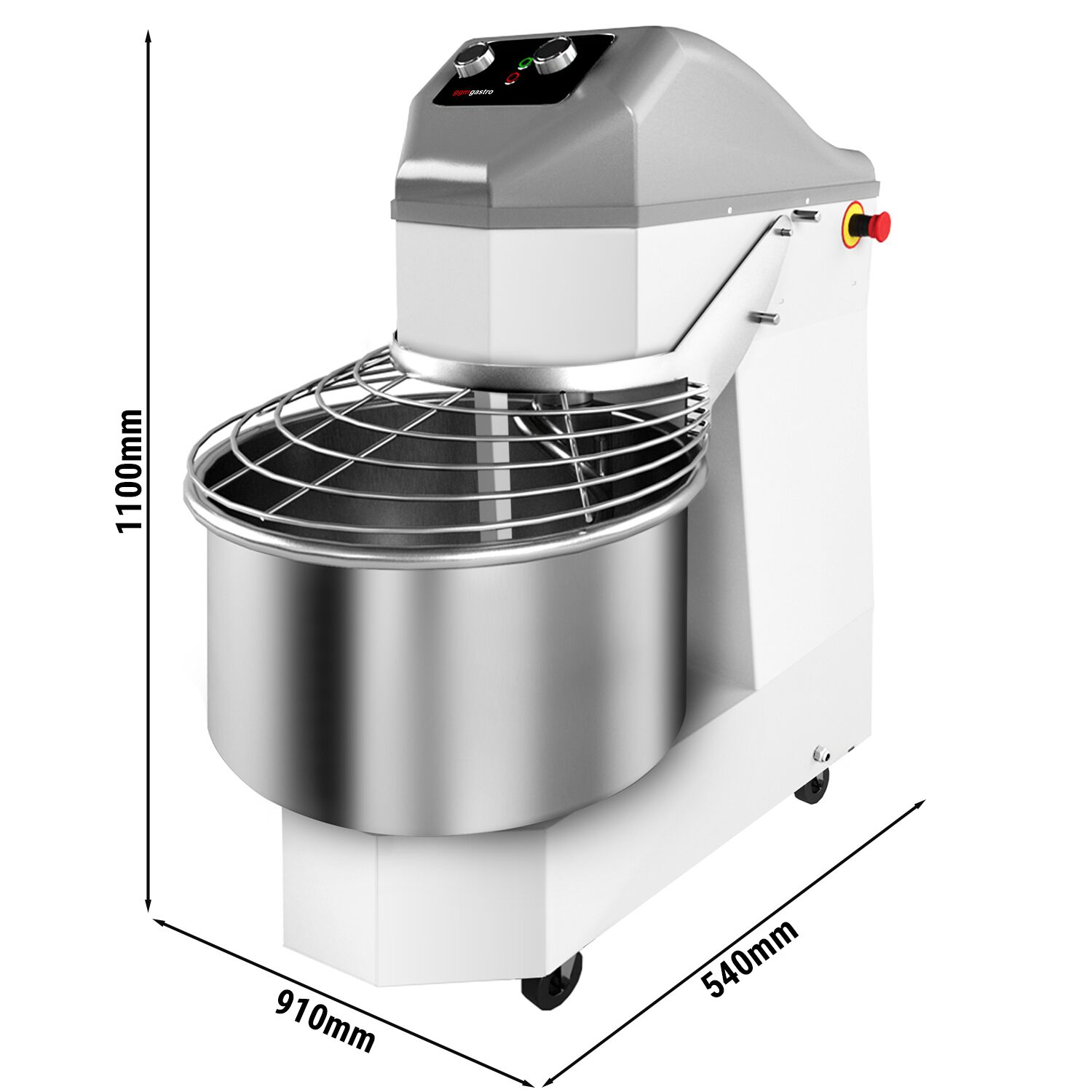 Commercial Spiral Dough Mixer - 50L / 32kg - Twin Speed - Fixed Head & Bowl - with Timer - 400V 3‑Phase