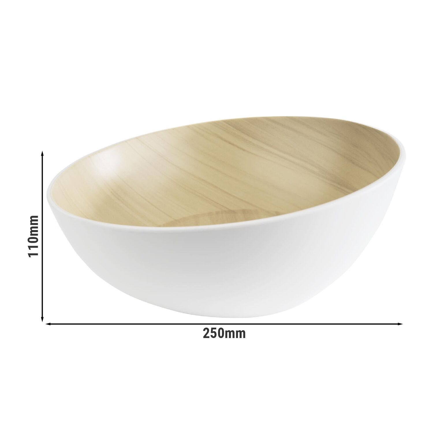 (6 stuks) Schaal - FRIDA - Melamine - 1,6L - rond - Ø250mm - stapelbaar - Wit/Beige