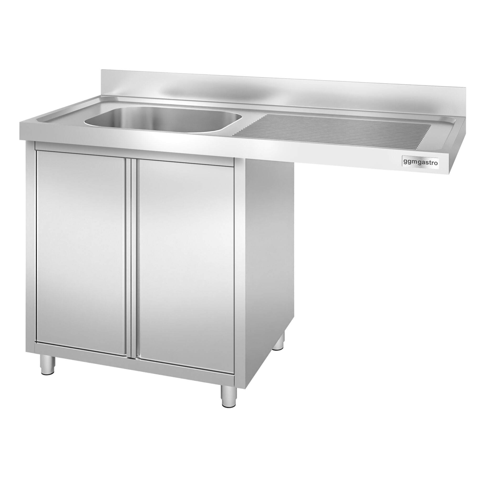 Plonge inox professionnelle PREMIUM - 1400x700mm - 1 bac à gauche - avec égouttoir à droite