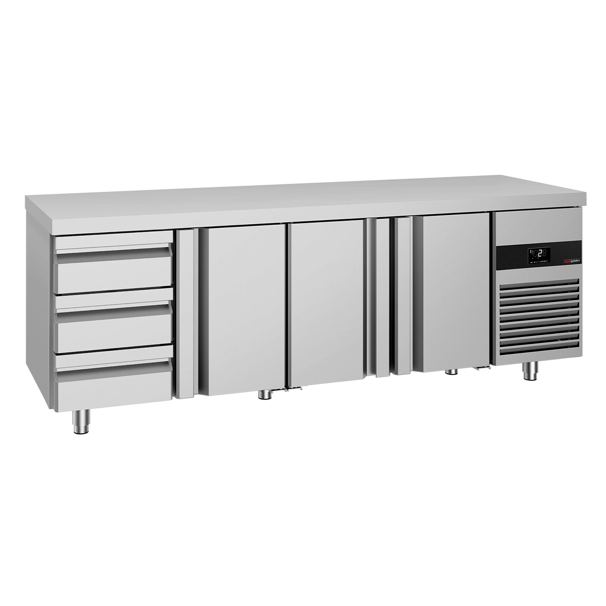 Table réfrigérée PREMIUM - 2330 x 700 mm - avec 3 portes - 3 tiroirs