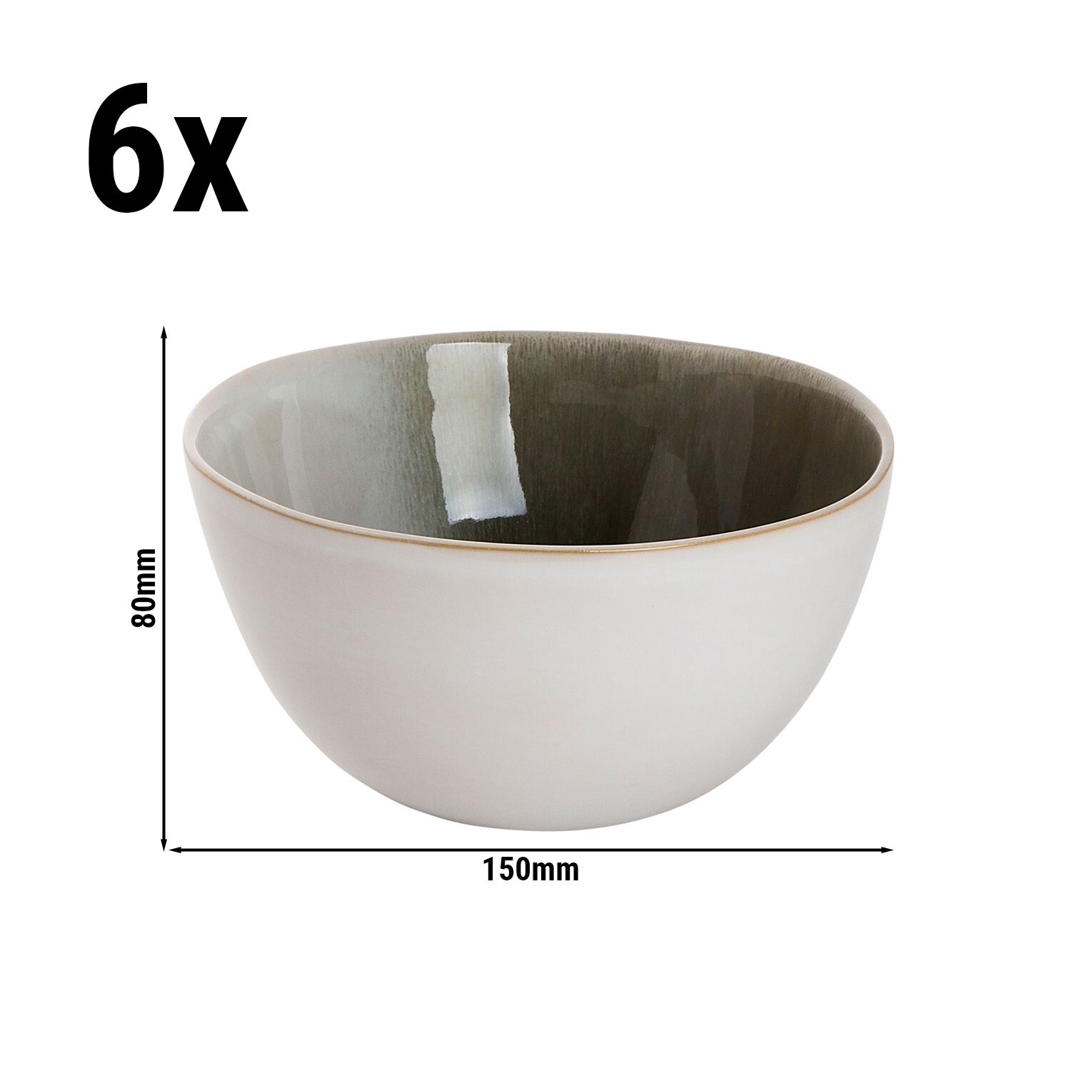 (6 pcs) Coupe NORDIC - Grès - Ø 150mm - 900ml - Vert/Blanc