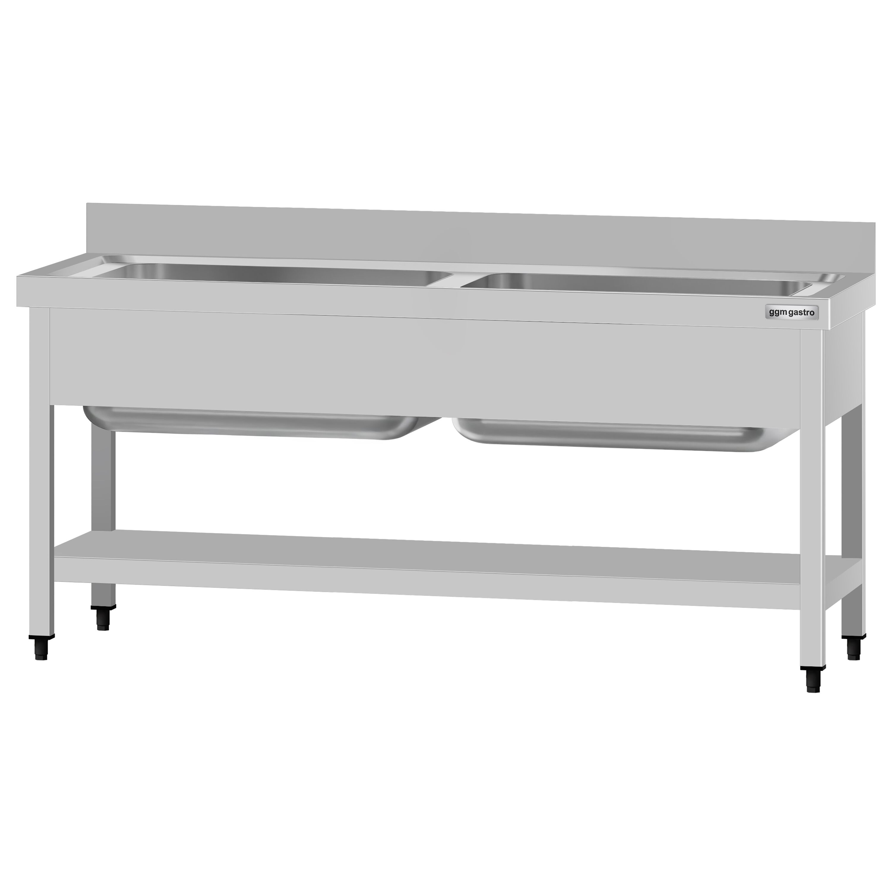 Topfspültisch ECO - 1600x700mm - mit Grundboden & 2 Becken